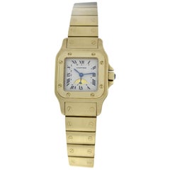 Ladies Cartier Santos Galbee Moonpahse 18 Karat Yellow Gold Quartz Watch