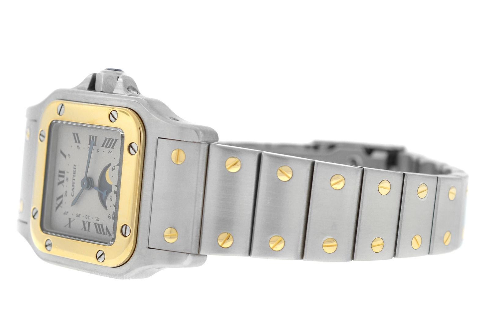 Ladies Cartier Santos Galbee Steel 18 Karat Gold Moonphase Quartz Watch 4
