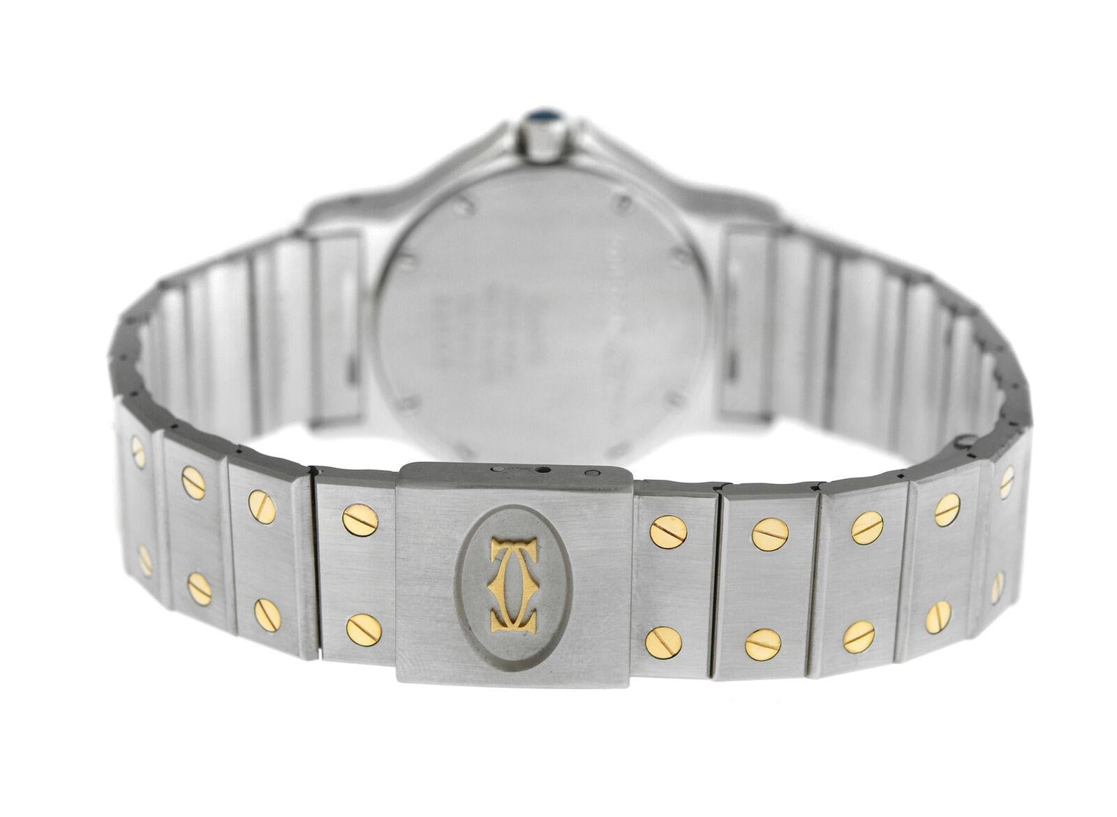 Women's Ladies Cartier Santos Octagon 187902 Steel 18 Karat Yellow Gold Quartz Watch For Sale