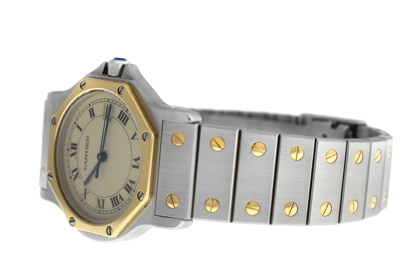 Ladies Cartier Santos Octagon 187902 Steel 18 Karat Yellow Gold Quartz Watch For Sale 1