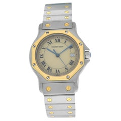Ladies Cartier Santos Octagon 187902 Steel 18 Karat Yellow Gold Quartz Watch