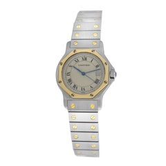 Ladies Cartier Santos Octagon 187902 Steel 18 Karat Yellow Gold Quartz Watch