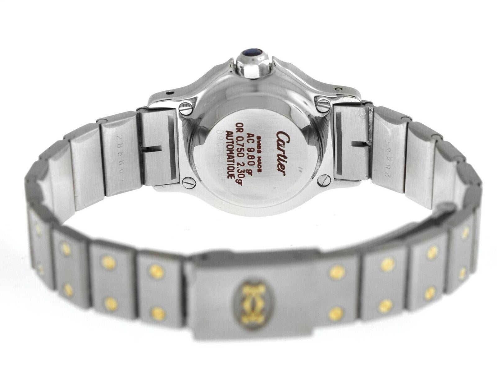 Women's or Men's Ladies Cartier Santos Octagon Steel 18 Karat Yellow Gold Automatic Watch For Sale