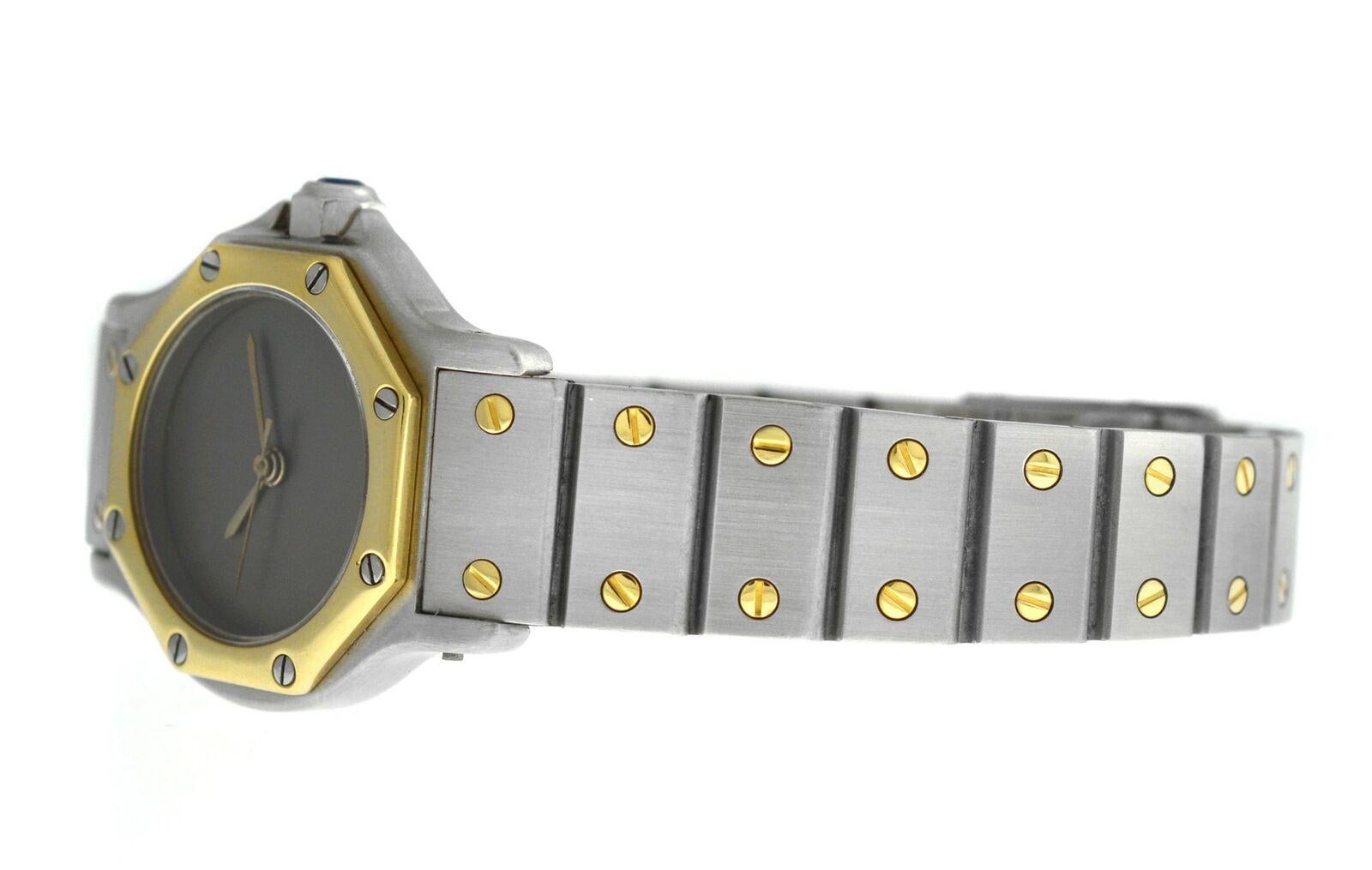 Ladies Cartier Santos Octagon Steel 18 Karat Yellow Gold Automatic Watch For Sale 2
