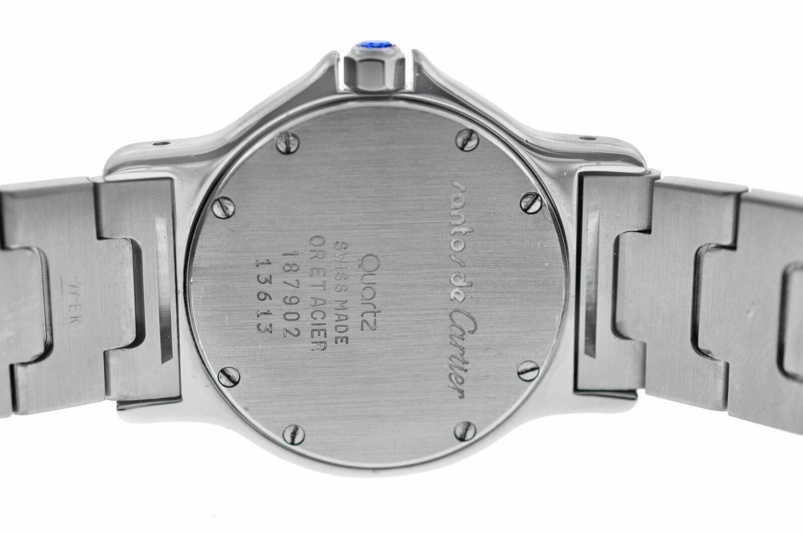 Damen Cartier Santos Achteckige Stahl-Quarz-Uhr aus 18 Karat Gelbgold im Angebot 1