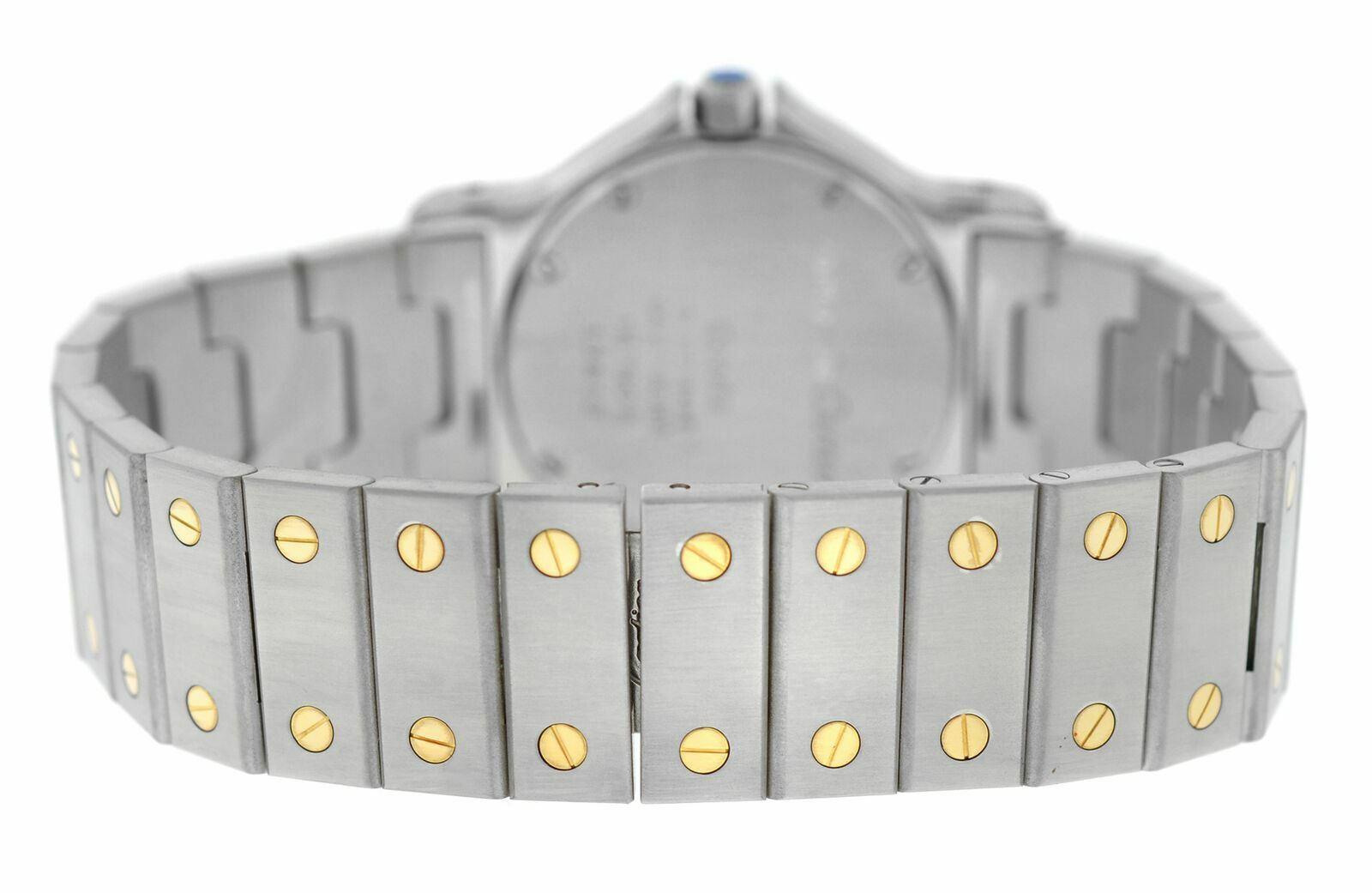 Damen Cartier Santos Achteckige Stahl-Quarz-Uhr aus 18 Karat Gelbgold im Angebot 4