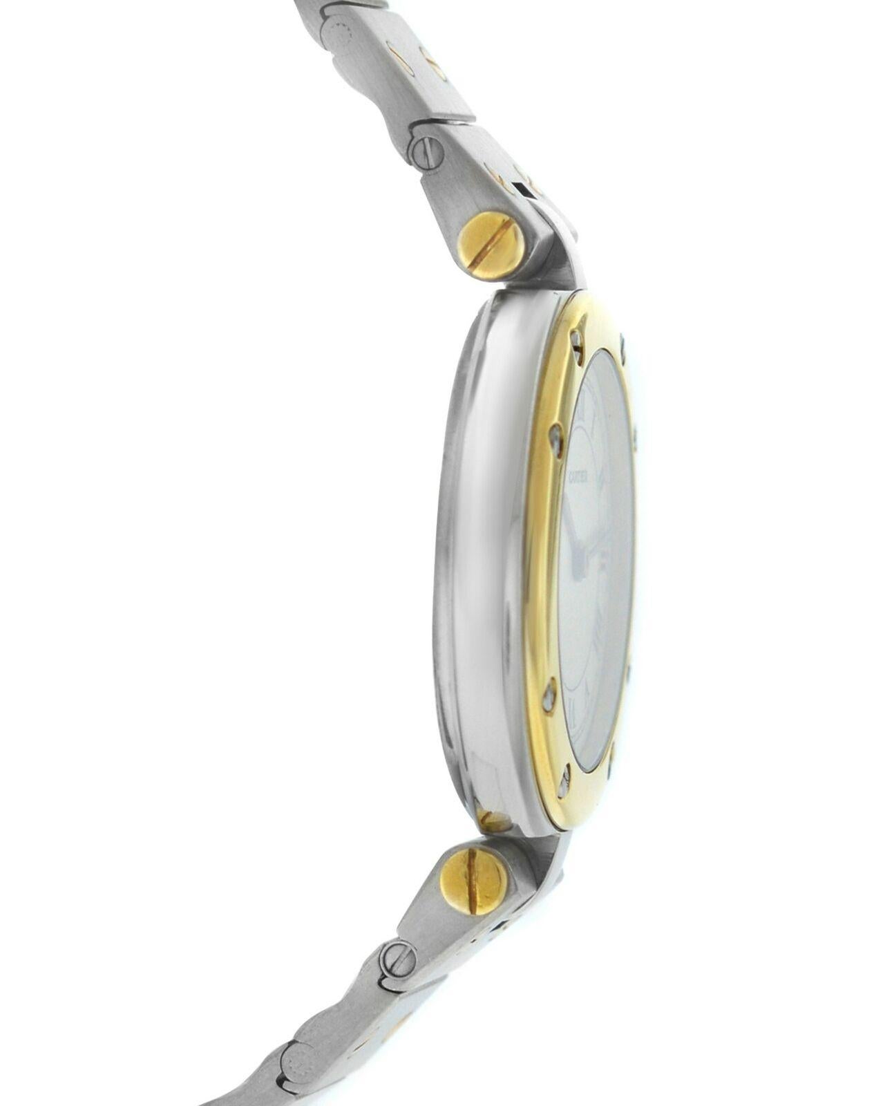 Ladies Cartier Santos Ronde 18 Karat Yellow Gold Quartz Watch In Excellent Condition For Sale In New York, NY