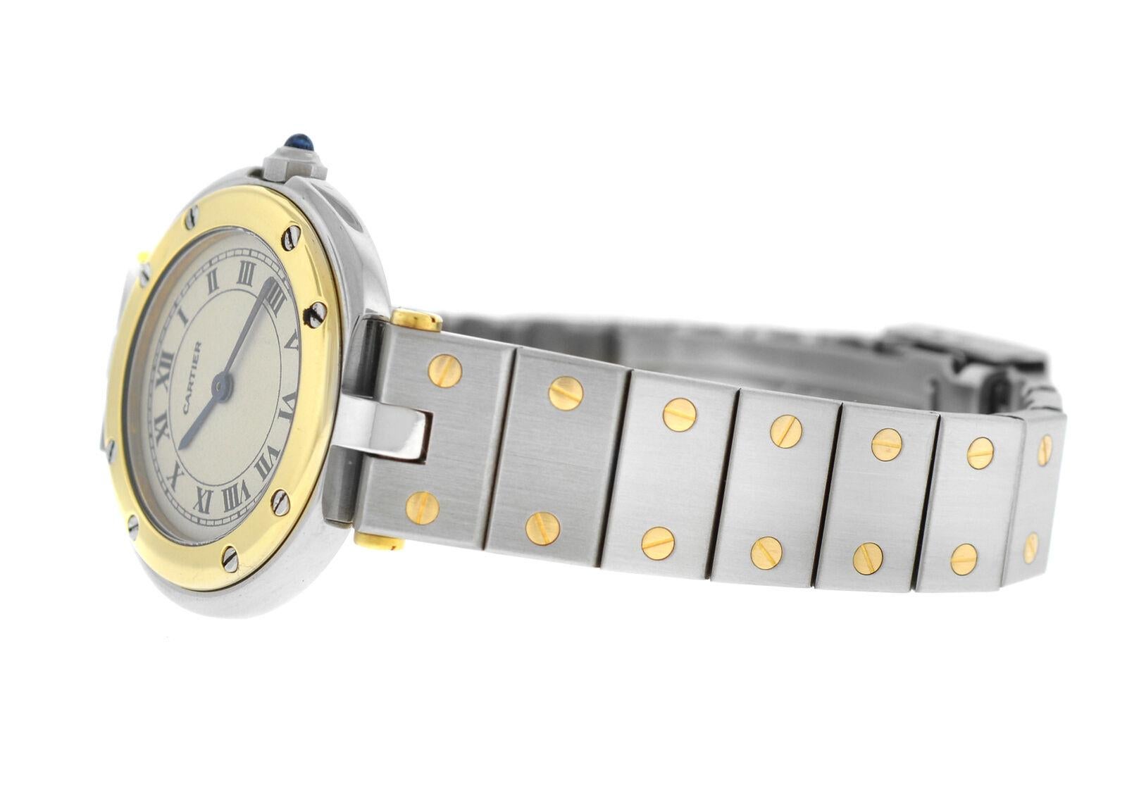 Ladies Cartier Santos Ronde 18 Karat Yellow Gold Quartz Watch For Sale 4
