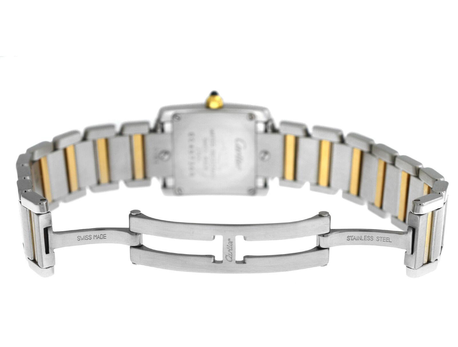Ladies Cartier Tank Francaise 2300 Steel 18 Karat Yellow Gold Quartz Watch For Sale 1