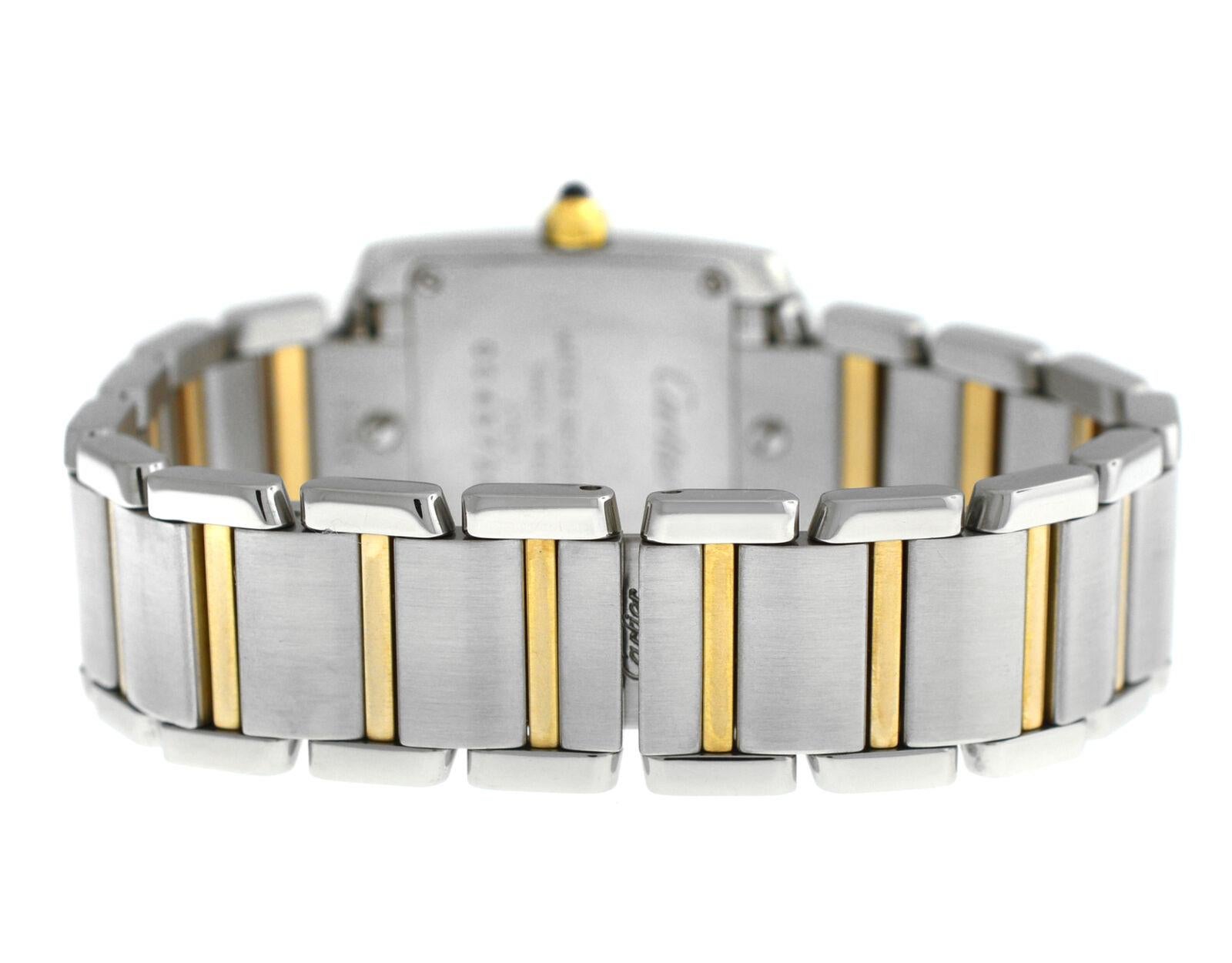 Ladies Cartier Tank Francaise 2300 Steel 18 Karat Yellow Gold Quartz Watch For Sale 2