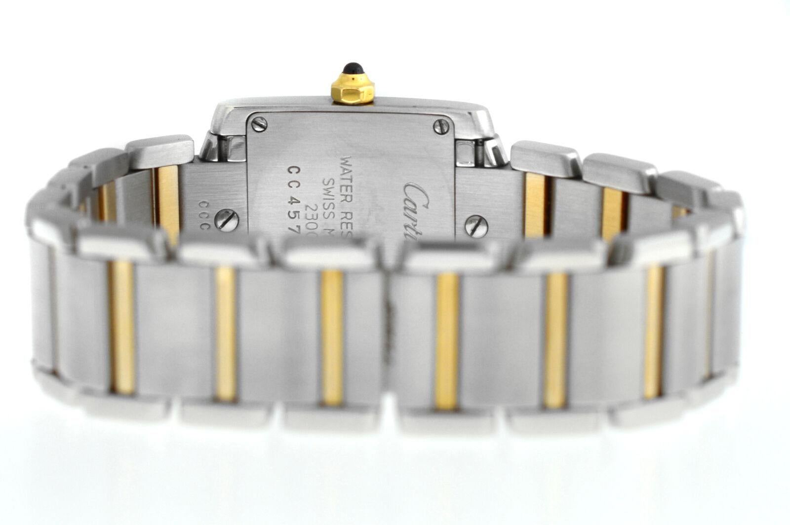 Ladies Cartier Tank Francaise 2300 Steel 18 Karat Yellow Gold Quartz Watch For Sale 3