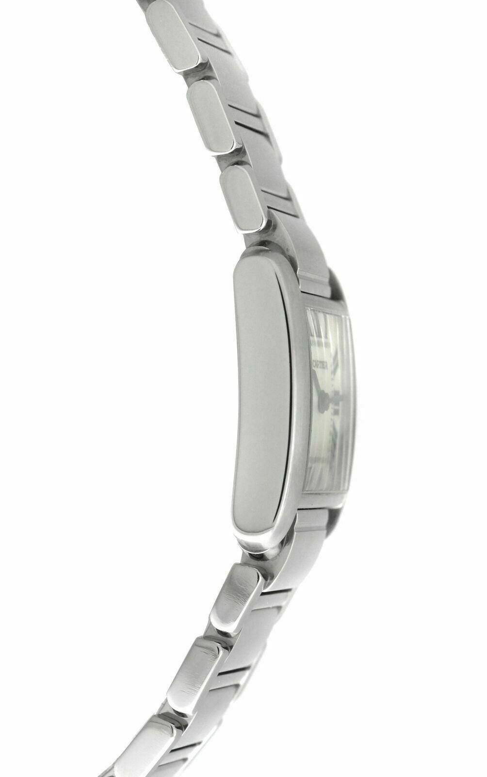 Ladies Cartier Tank Francaise 2384 Stainless Steel Quartz Watch In Excellent Condition For Sale In New York, NY