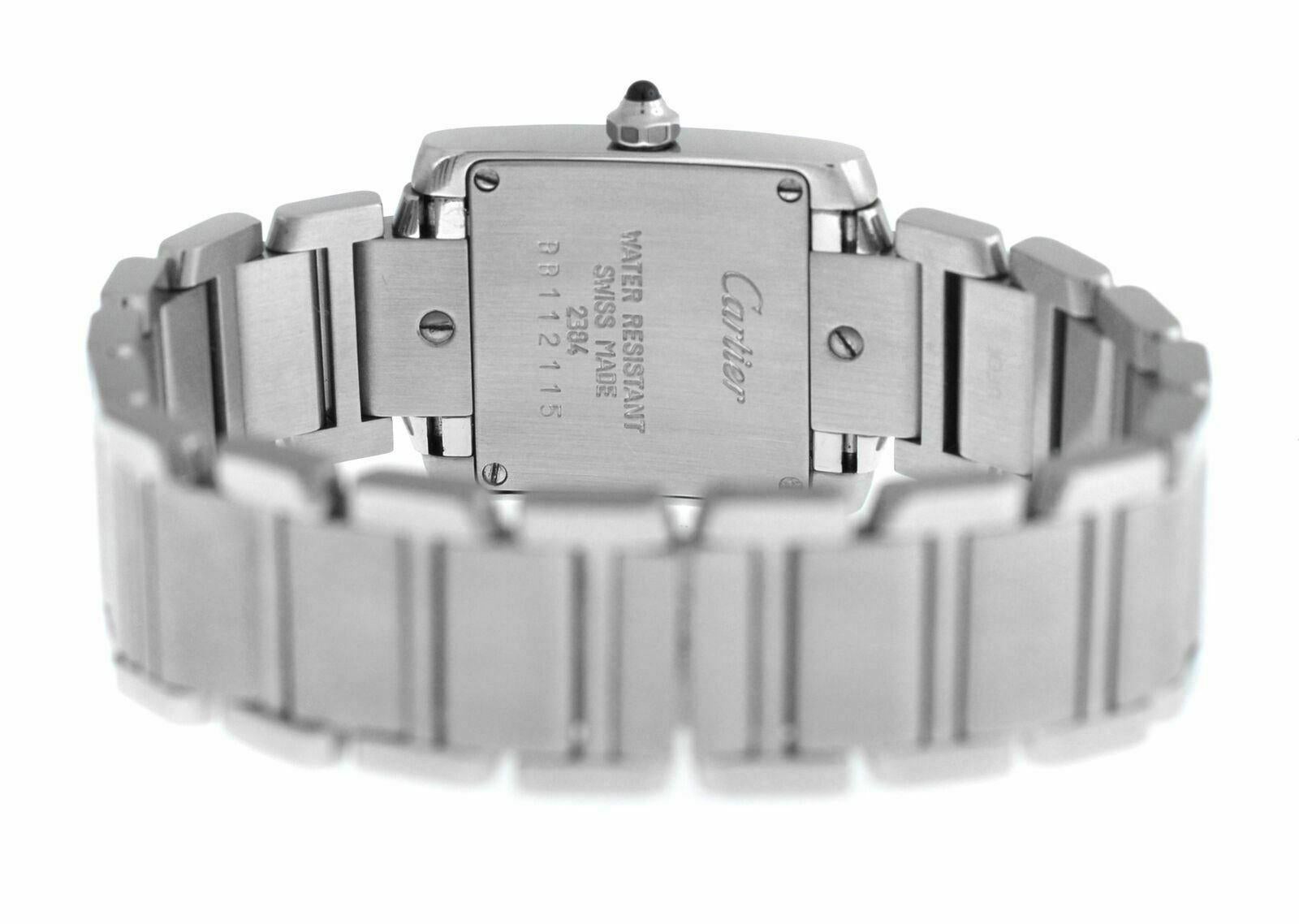 Ladies Cartier Tank Francaise 2384 Stainless Steel Quartz Watch For Sale 2