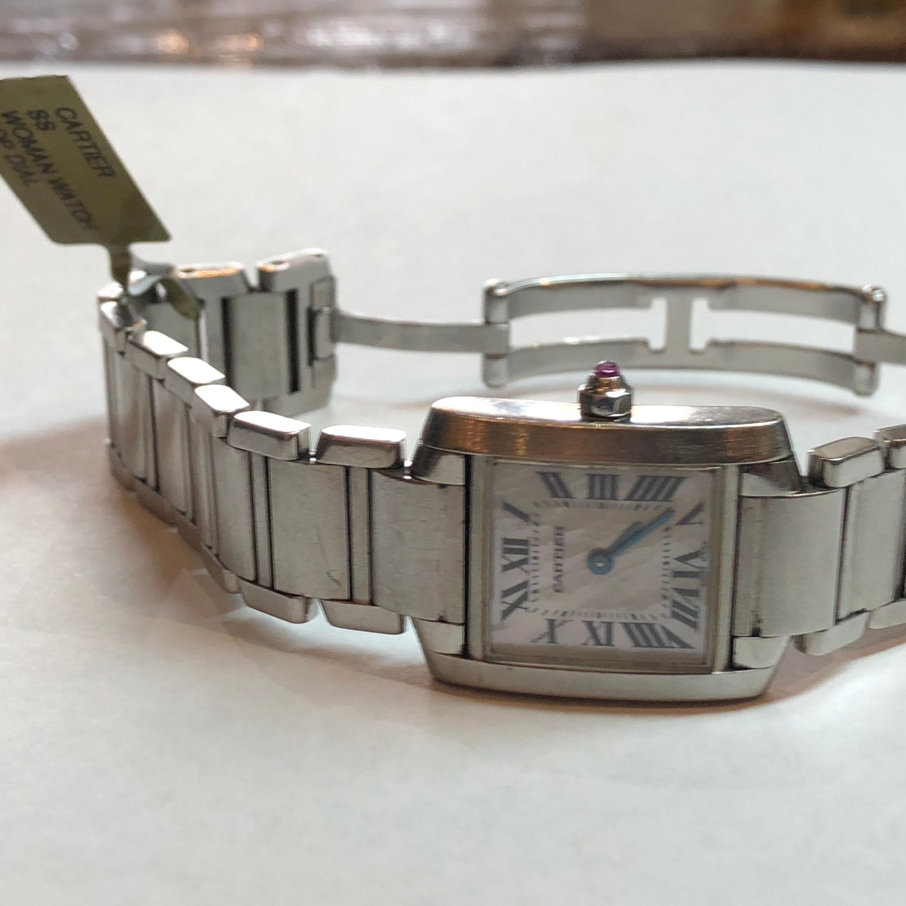 Women's Cartier Tank Francaise with Pink Mother-of-Pearl Dial Ladies Watch