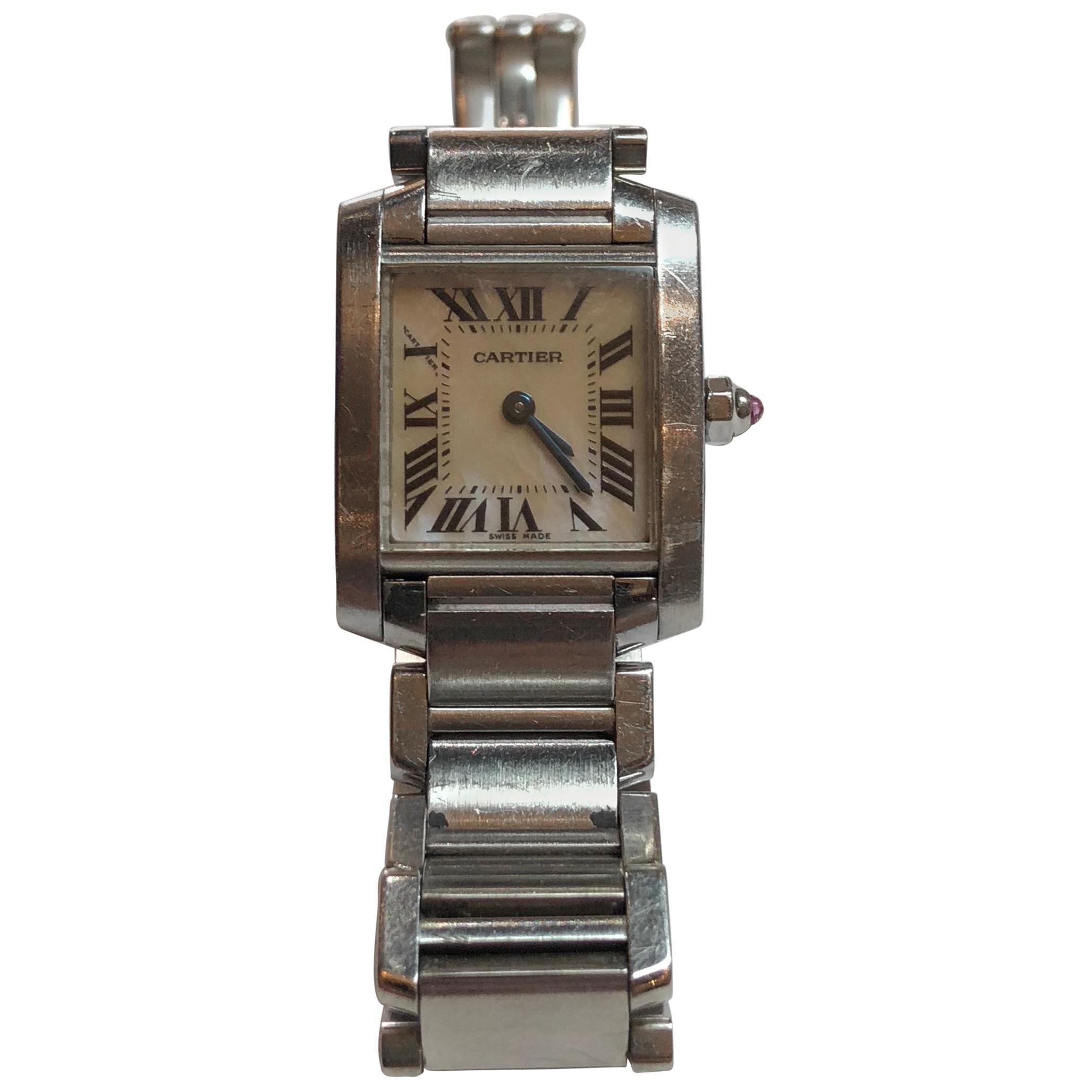 Cartier Tank Francaise with Pink Mother-of-Pearl Dial Ladies Watch