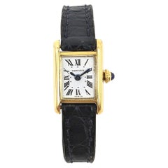 Retro Ladies Cartier Tank "Paris" Original Dial 18k Solid Gold Watch Deployment Clasp