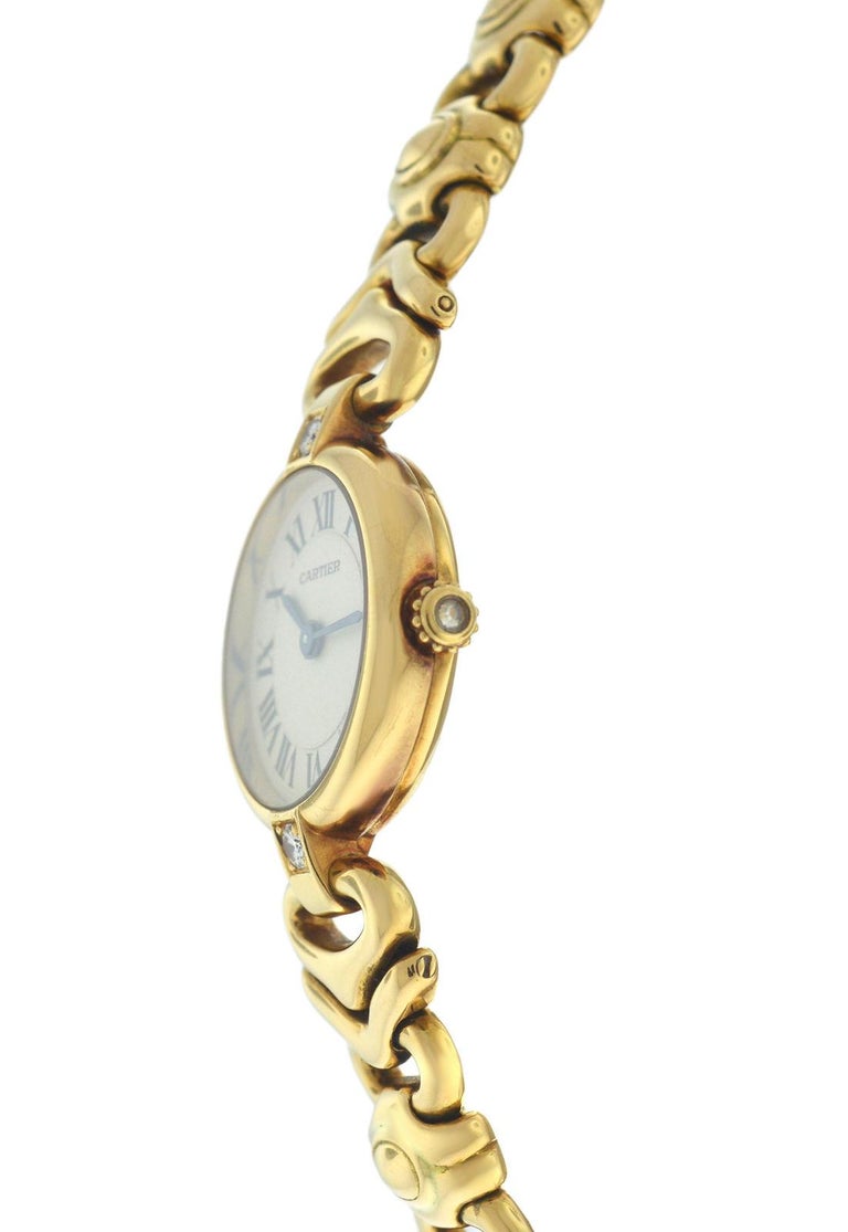 Ladies Cartier Vendome Quartz 18 Karat Yellow Gold Diamond Watch at 1stDibs