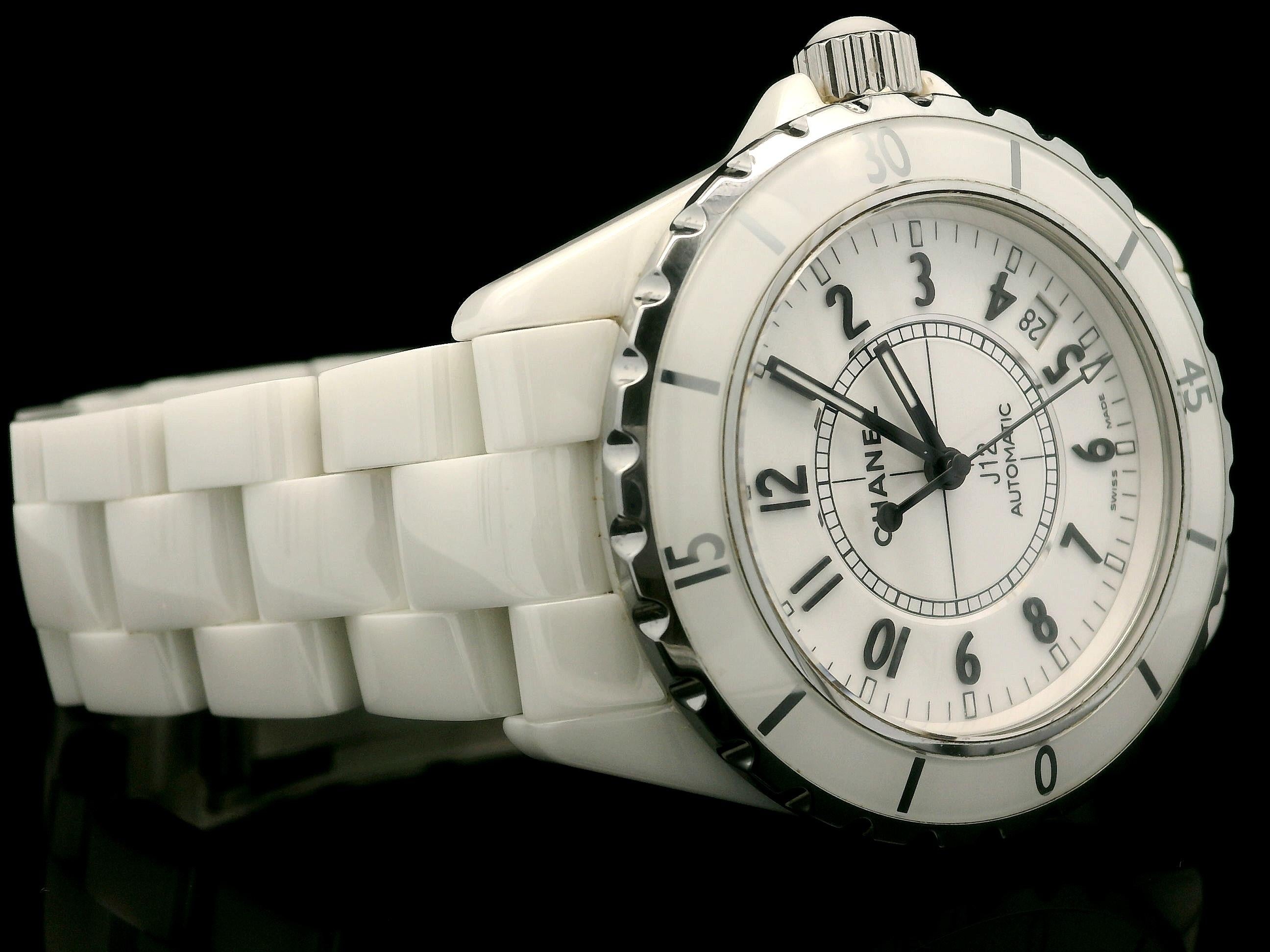 Ladies Chanel J12 38mm Cerámica Blanca Reloj Automático Pulsera en venta 7