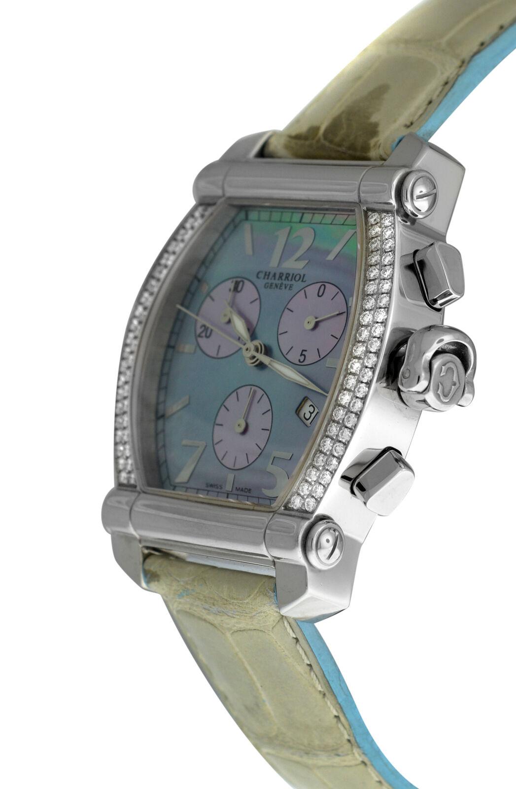 Ladies Charriol Columbus Colvmbvs 060T Chrono Diamond Mother of Pearl Watch 1