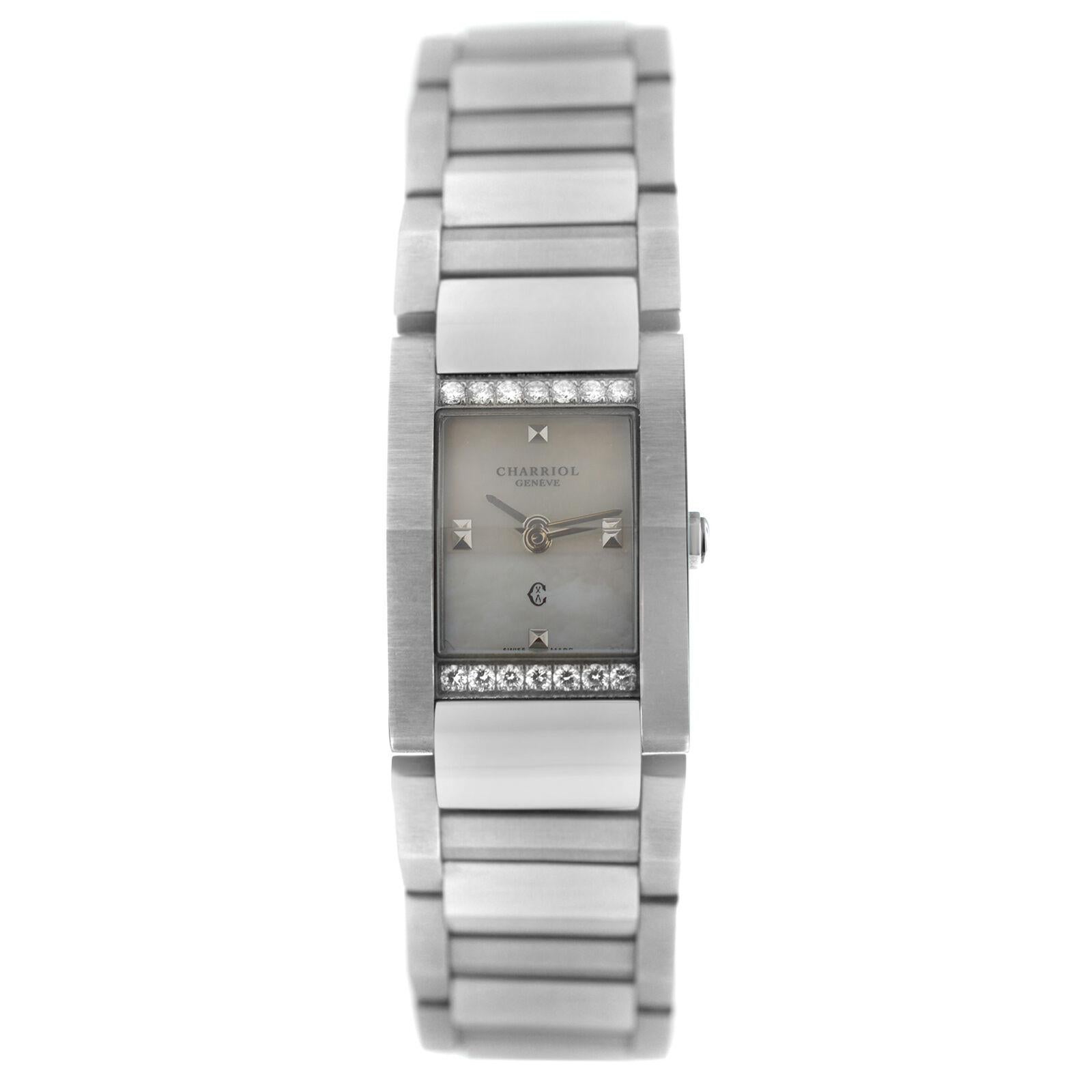 Ladies' Charriol Megeve MGVSD MOP Stainless Steel Diamond Quartz Watch In New Condition For Sale In New York, NY