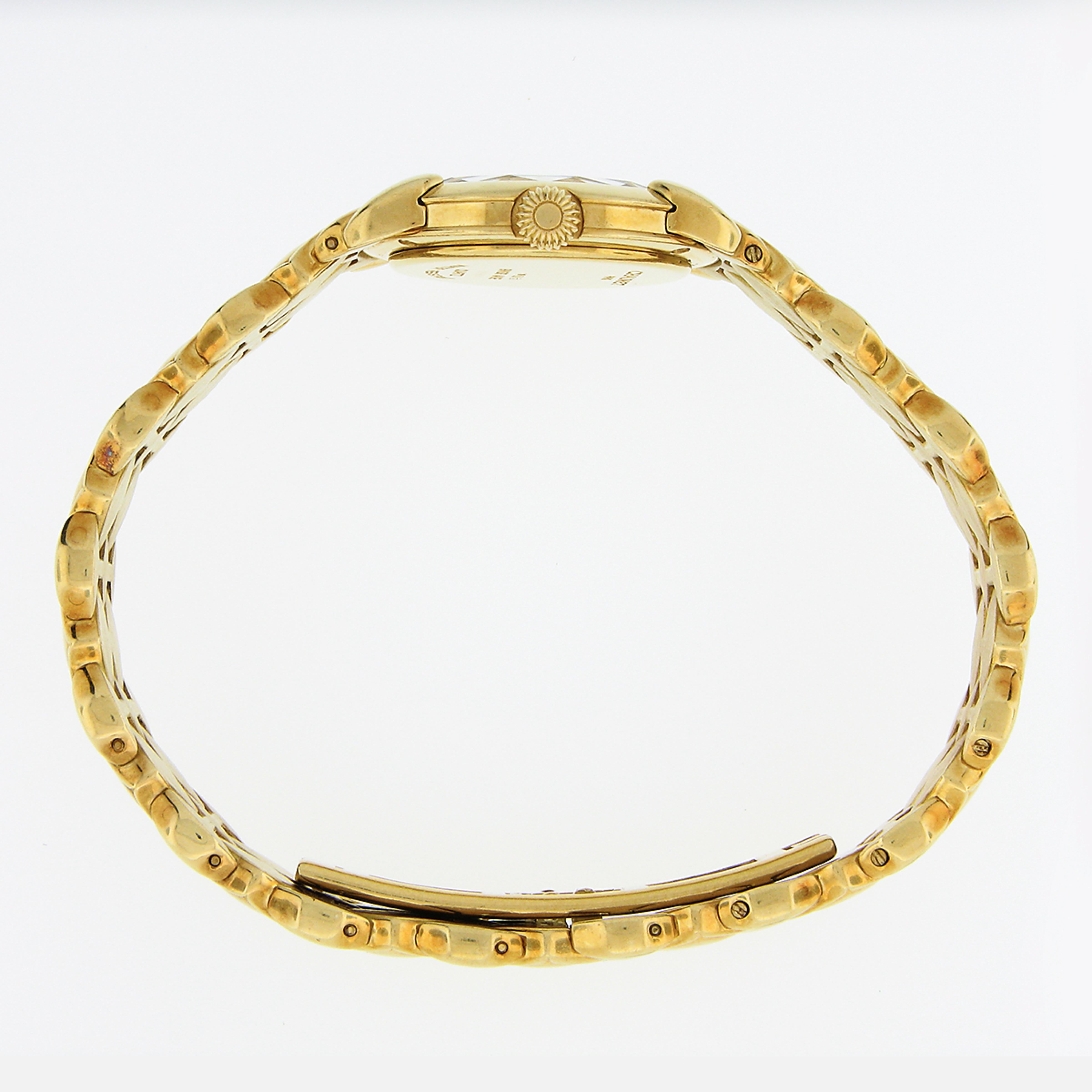 Round Cut Ladies' Chaumet Elysees 18k Gold Quartz Date Watch w/ MoP & Diamond Dial For Sale