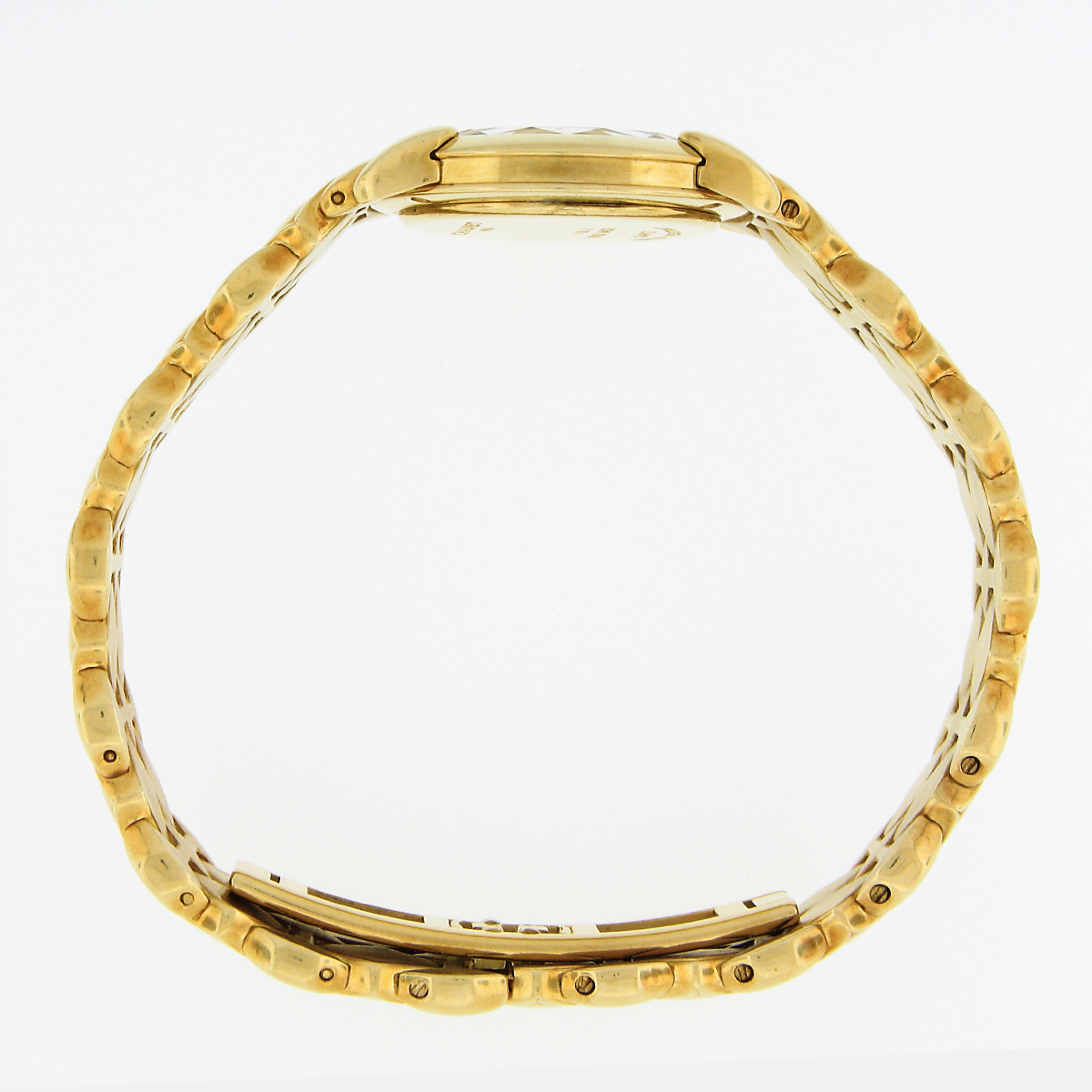 Ladies' Chaumet Elysees 18k Gold Quartz Date Watch w/ MoP & Diamond Dial In Good Condition For Sale In Montclair, NJ