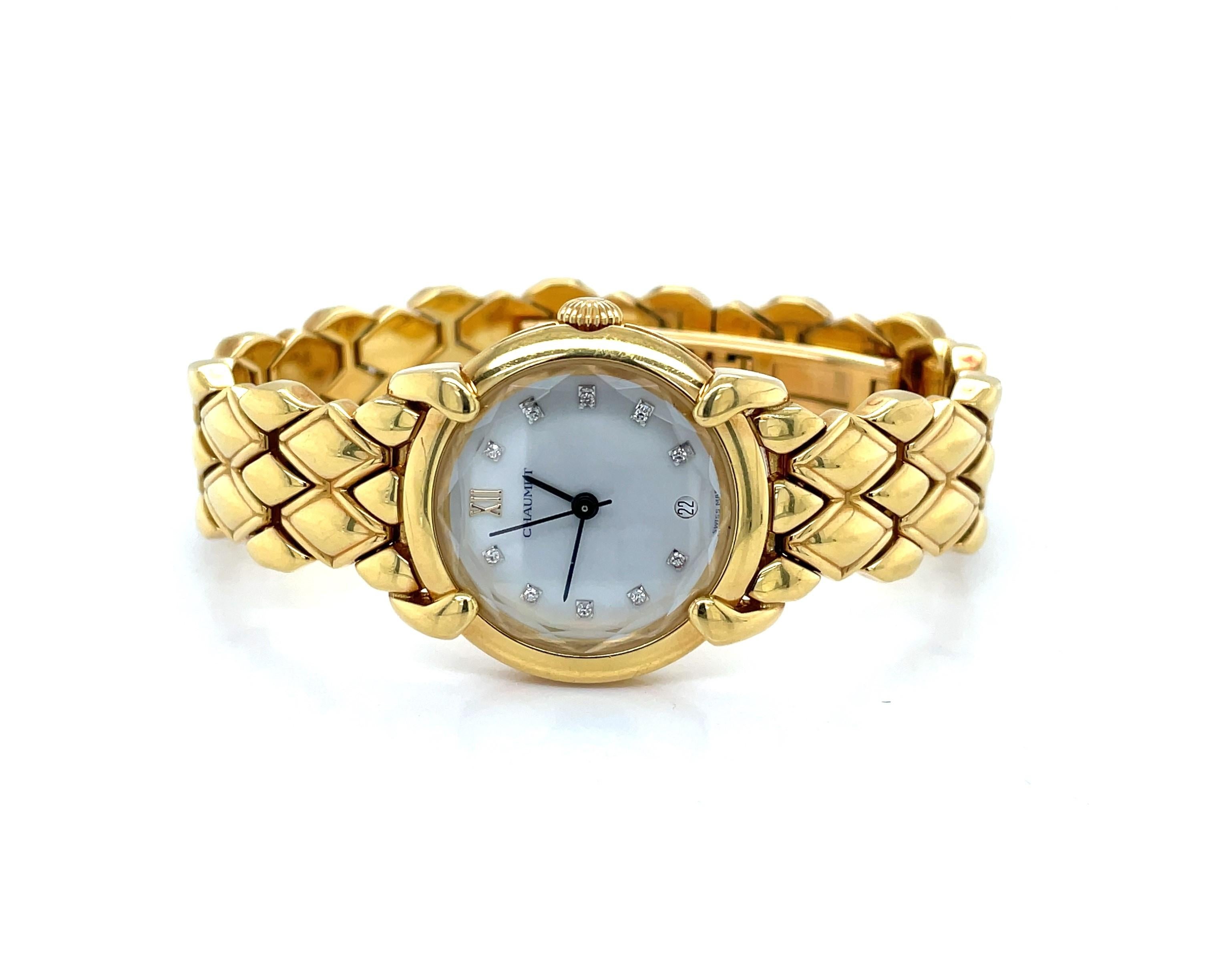 Chaumet Paris Elysses 18 Karat Yellow Gold Diamond Bracelet Watch For Sale 5