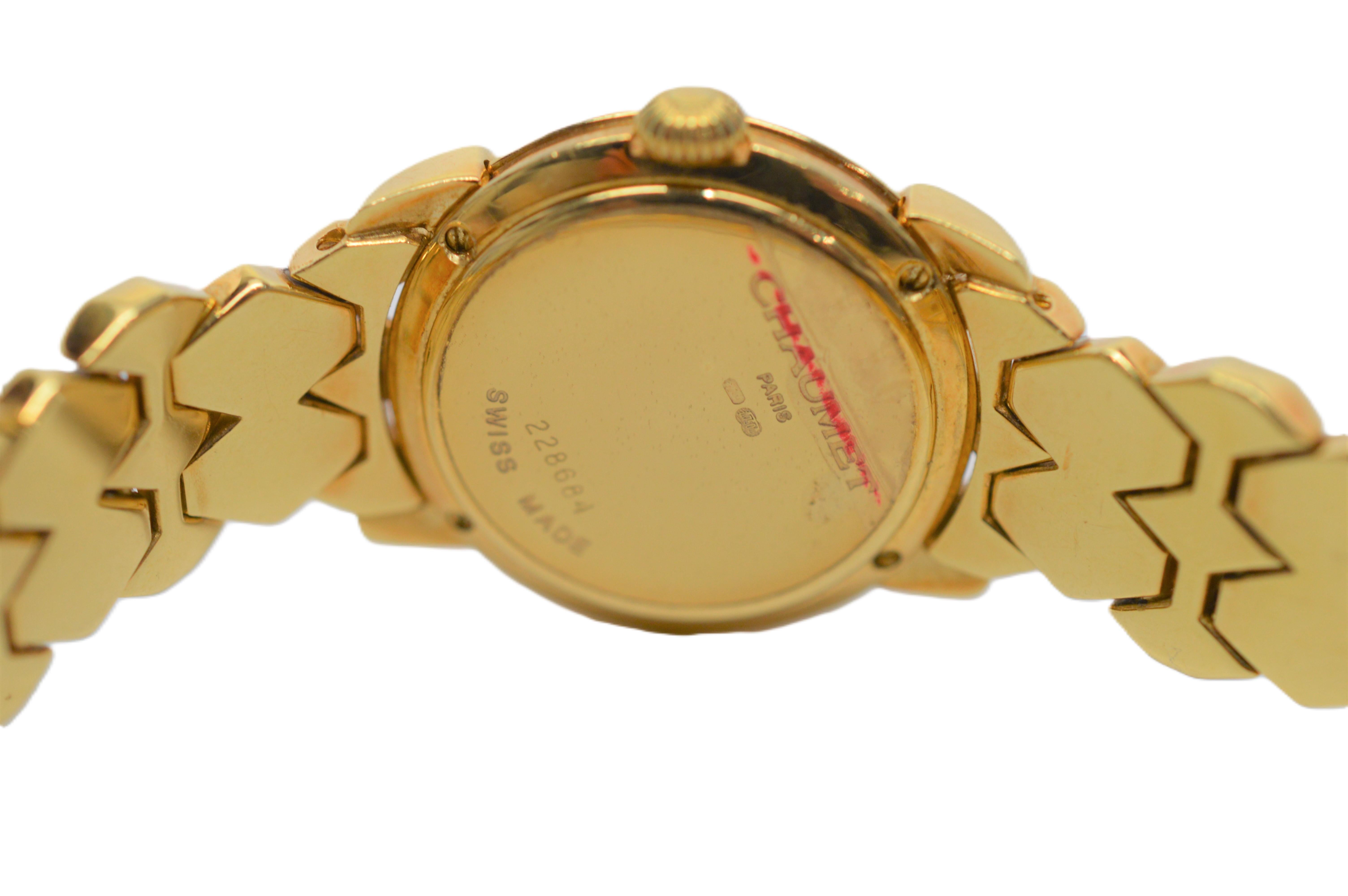Chaumet Paris Elysses 18 Karat Yellow Gold Diamond Bracelet Watch For Sale 3