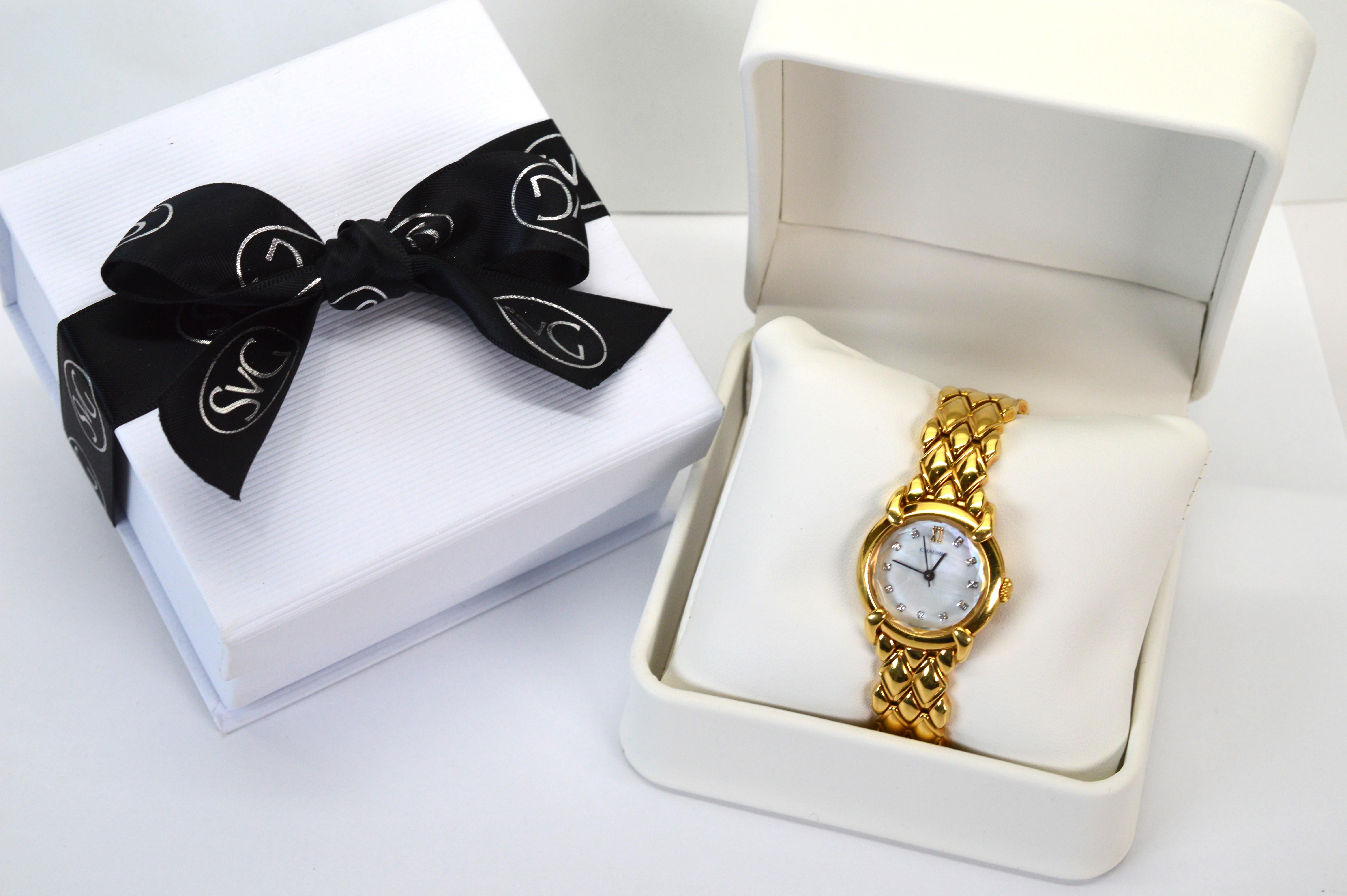 Chaumet Paris Elysses 18 Karat Yellow Gold Diamond Bracelet Watch For Sale 7
