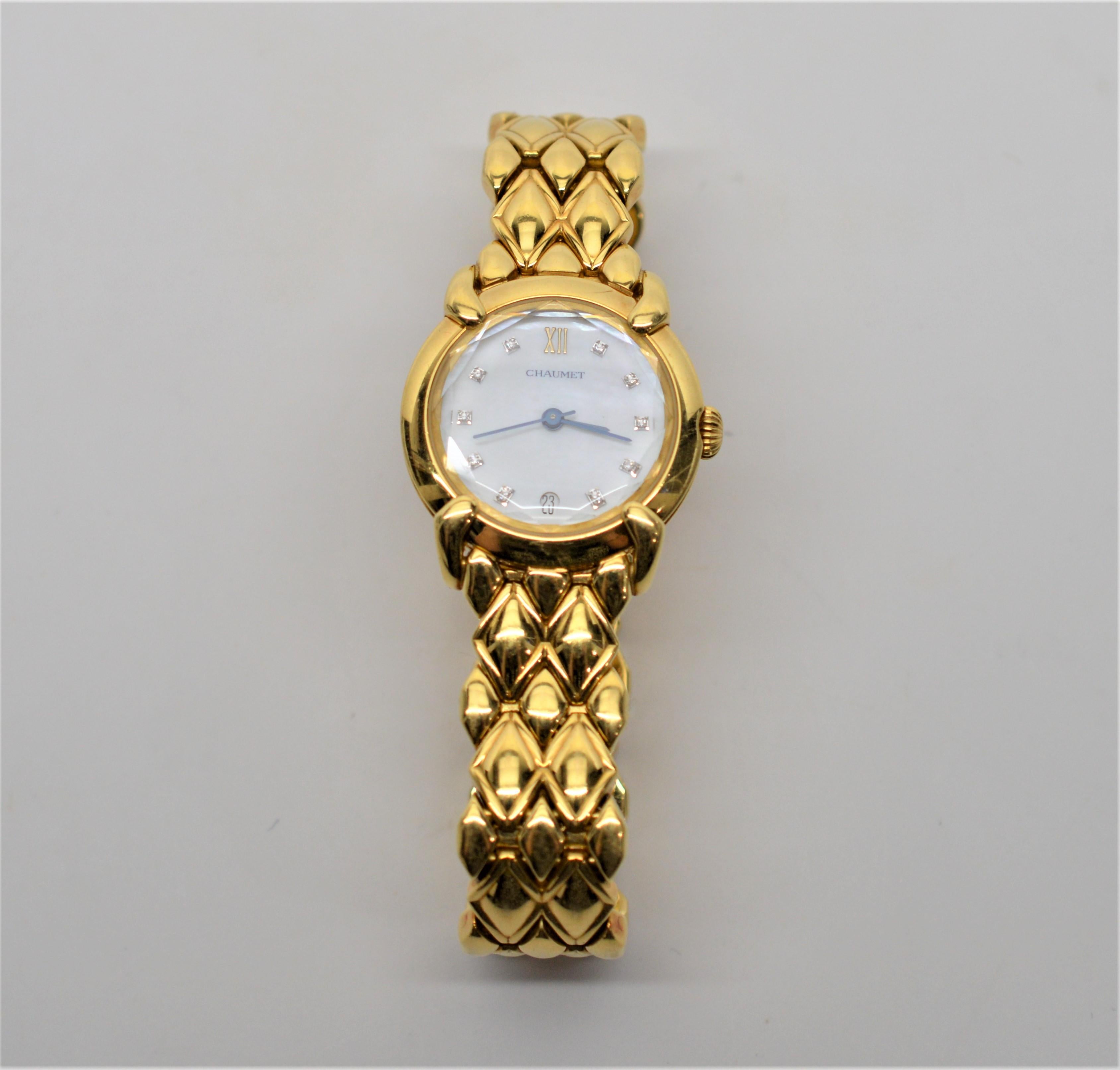 Montre-bracelet Chaumet Paris Elysses en or jaune 18 carats et diamants, pour femmes Excellent état - En vente à Mount Kisco, NY