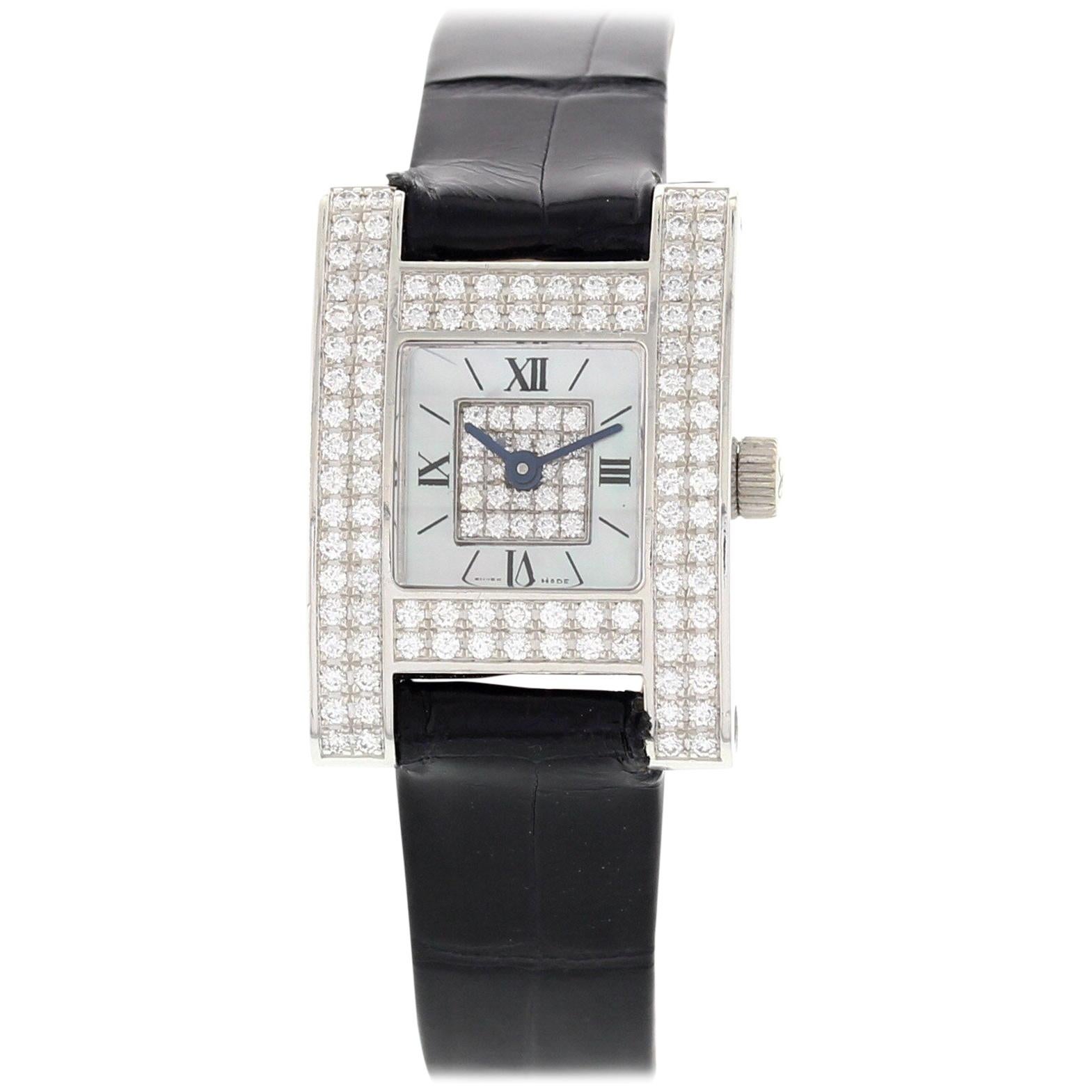 Ladies Chopard a Ladies Fine 18 Karat White Gold Diamond Watch 493 1 For Sale