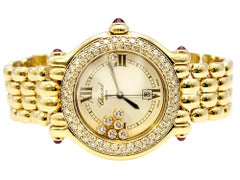 Ladies Chopard Happy Diamonds Sport 18 Karat Gold Wristwatch Round Diamond Bezel