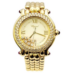 Ladies Chopard Happy Diamonds Sport 18 Karat Gold Wristwatch Round Diamond Bezel