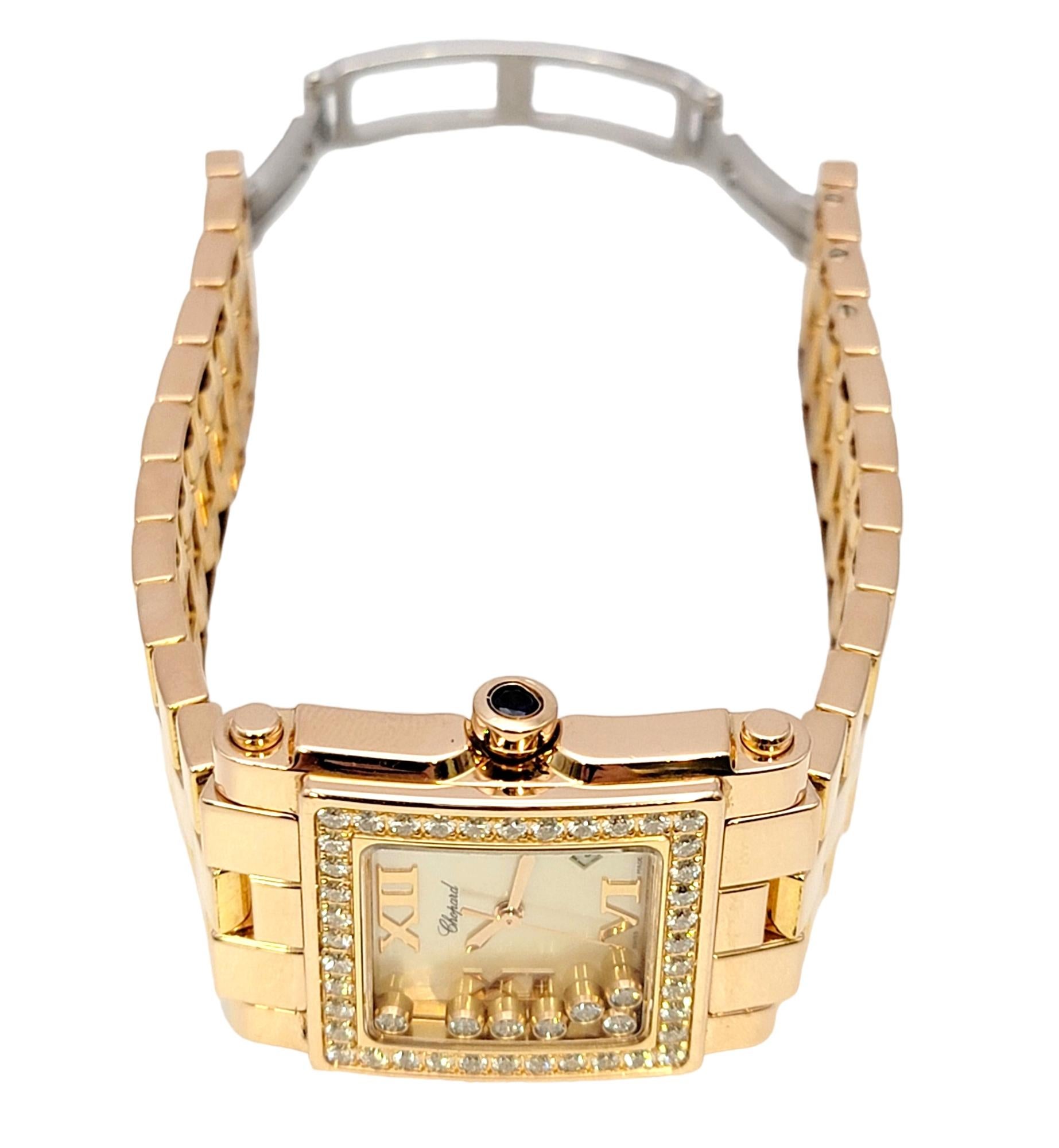 Ladies Chopard Happy Sport 18 Karat Rose Gold Wristwatch Square Diamond Bezel 4