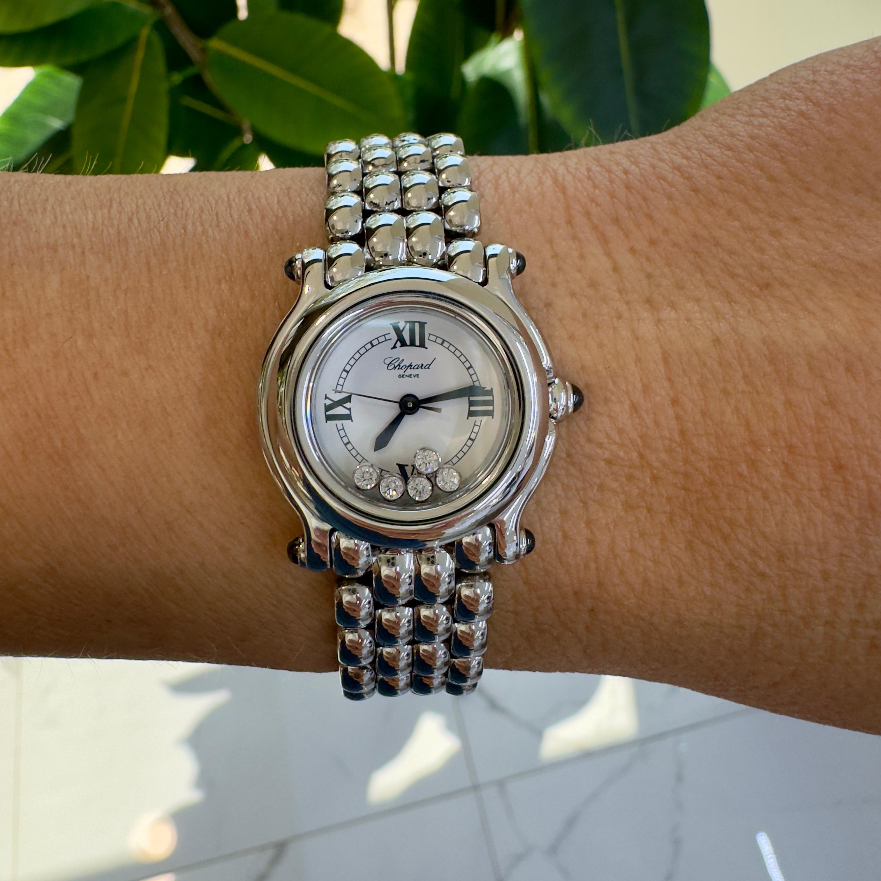 Orologio da donna Chopard Happy Sport 26MM Happy Diamonds 27/8250-23 Steele in vendita 5