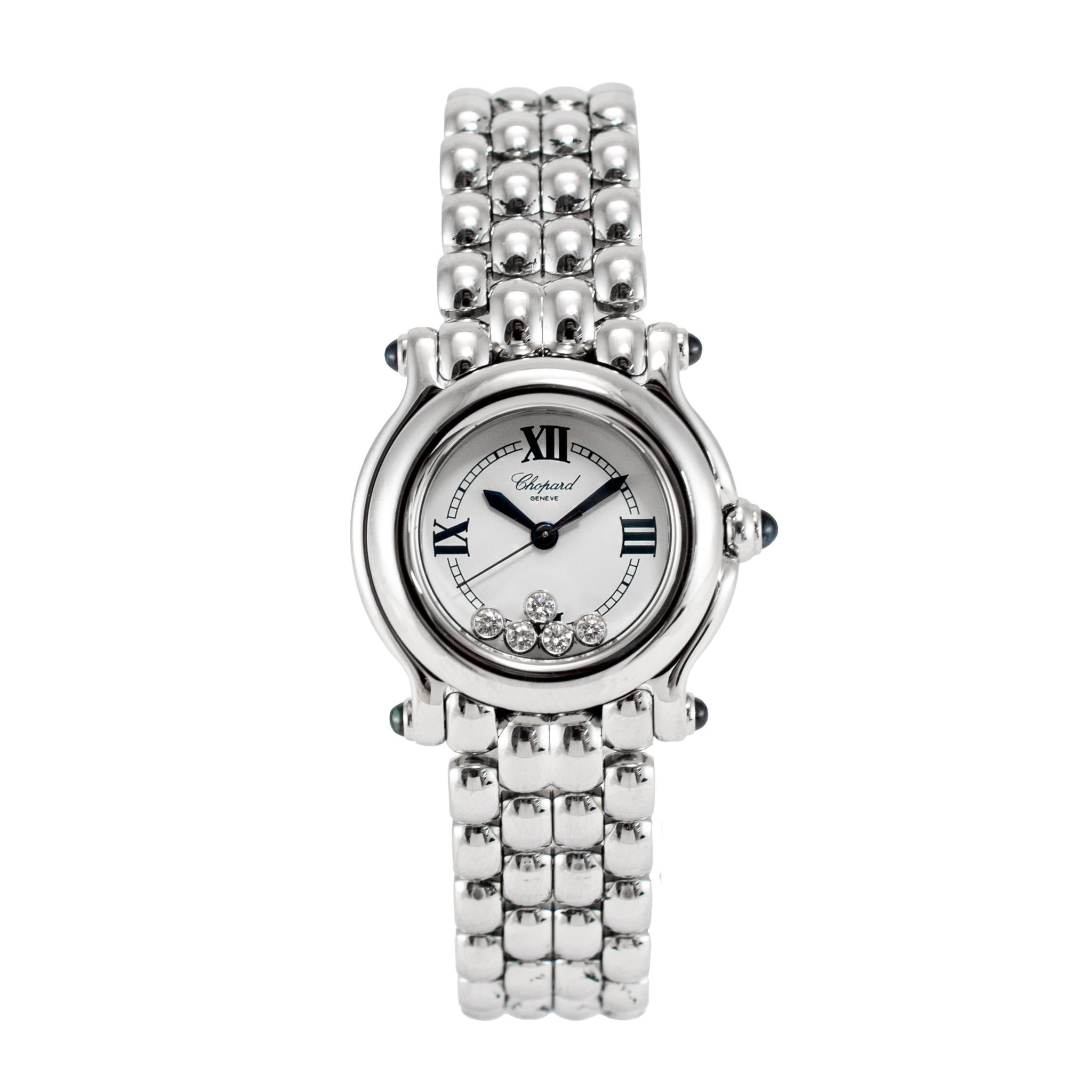 Marchio: Chopard

Genere: Donna

Tipo di metallo: Acciaio inossidabile

Diametro: 26,00 mm

Peso: 61,45 grammi

Orologio da polso da donna Chopard in acciaio inossidabile con diamanti e zaffiri, con scatola e documenti originali. Inciso con