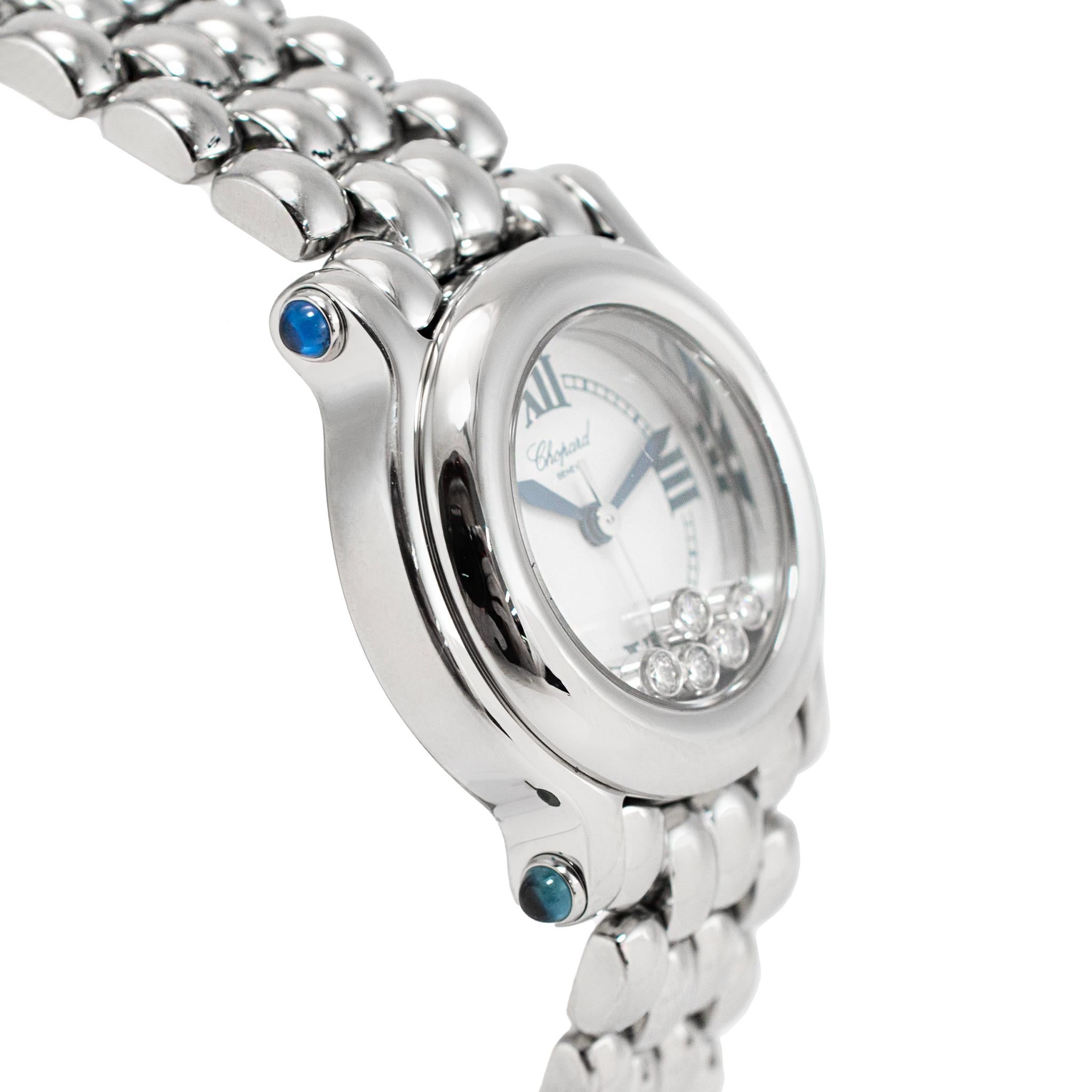 Taglio rotondo Orologio da donna Chopard Happy Sport 26MM Happy Diamonds 27/8250-23 Steele in vendita