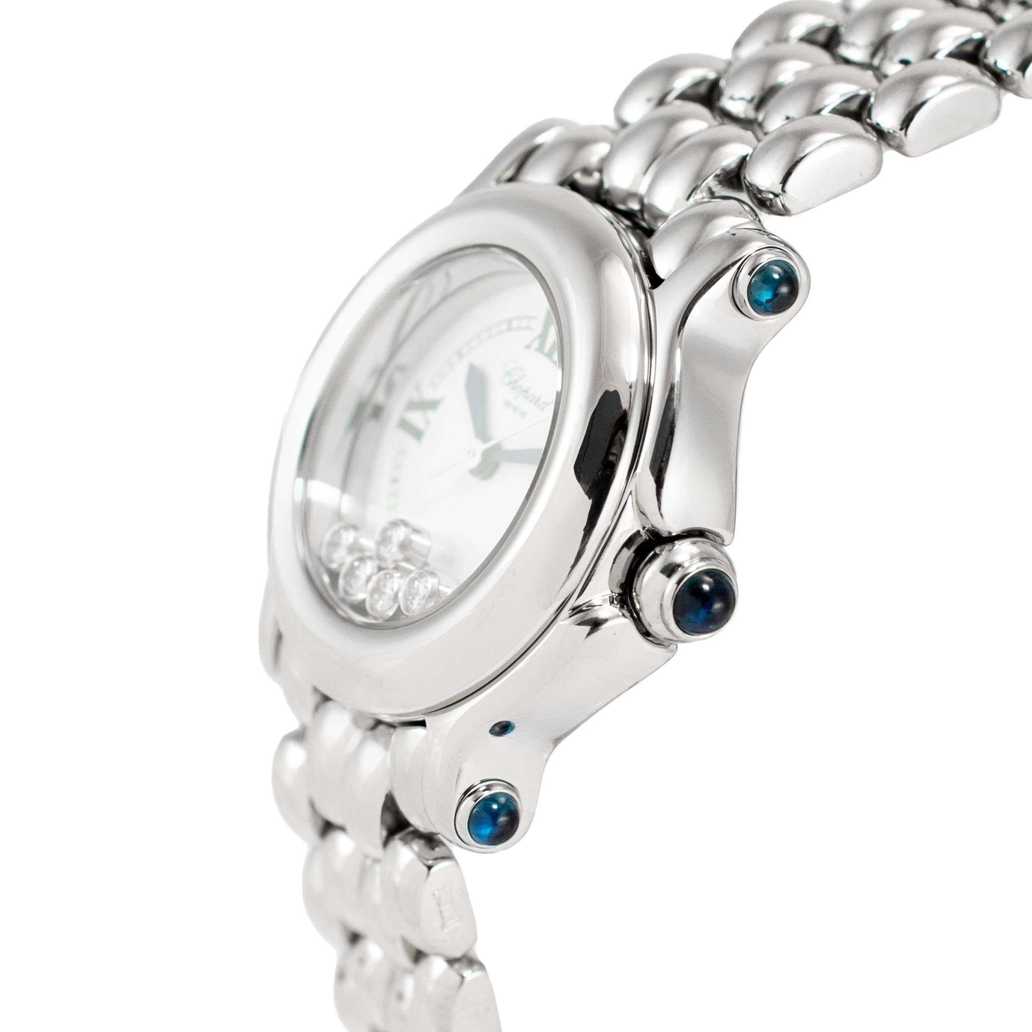 Orologio da donna Chopard Happy Sport 26MM Happy Diamonds 27/8250-23 Steele In condizioni ottime in vendita a Houston, TX
