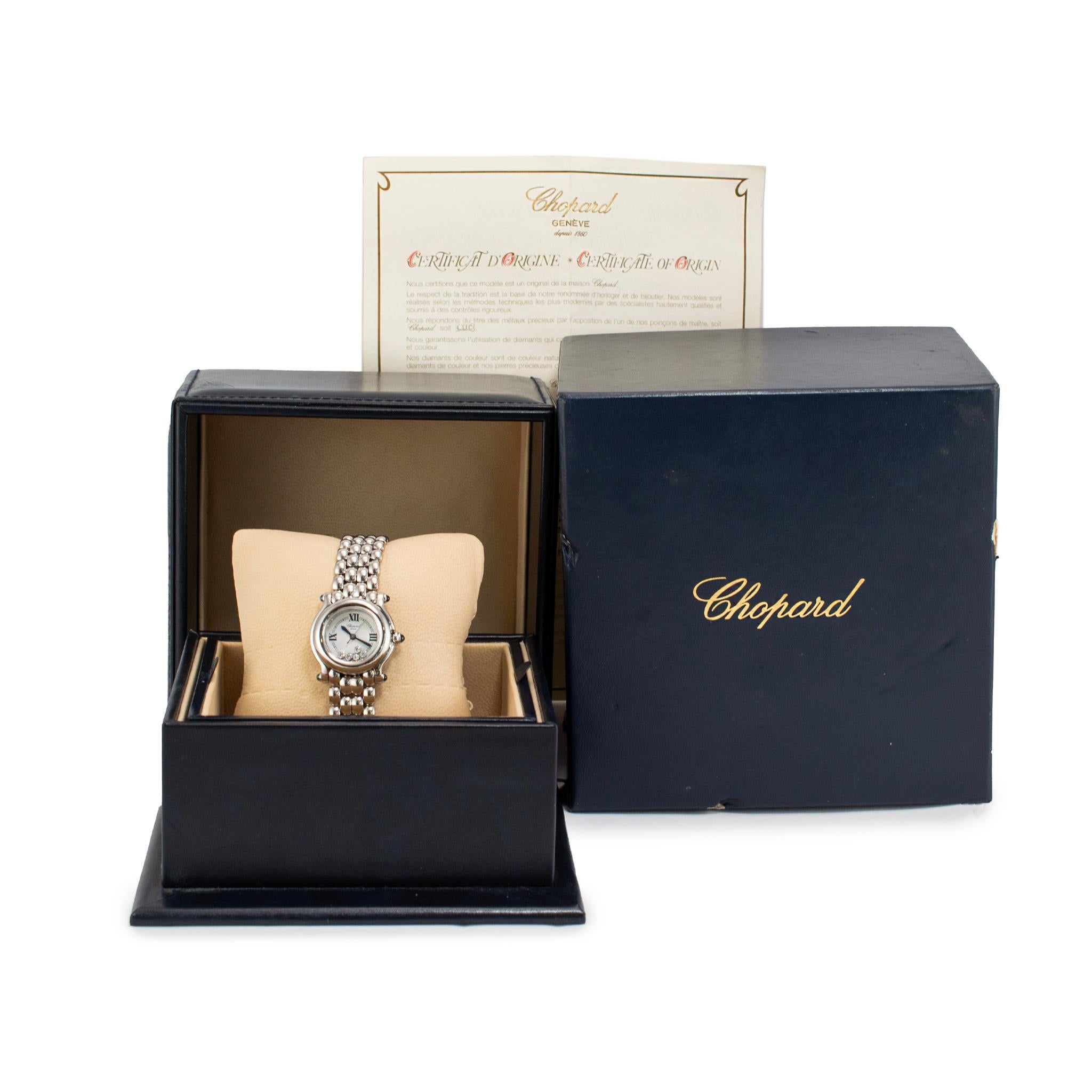 Orologio da donna Chopard Happy Sport 26MM Happy Diamonds 27/8250-23 Steele in vendita 4