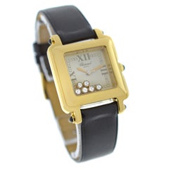 Damenuhr Chopard Happy Sport 27/6627-23 Schwebende Diamanten 18K Gold Quarz Uhr