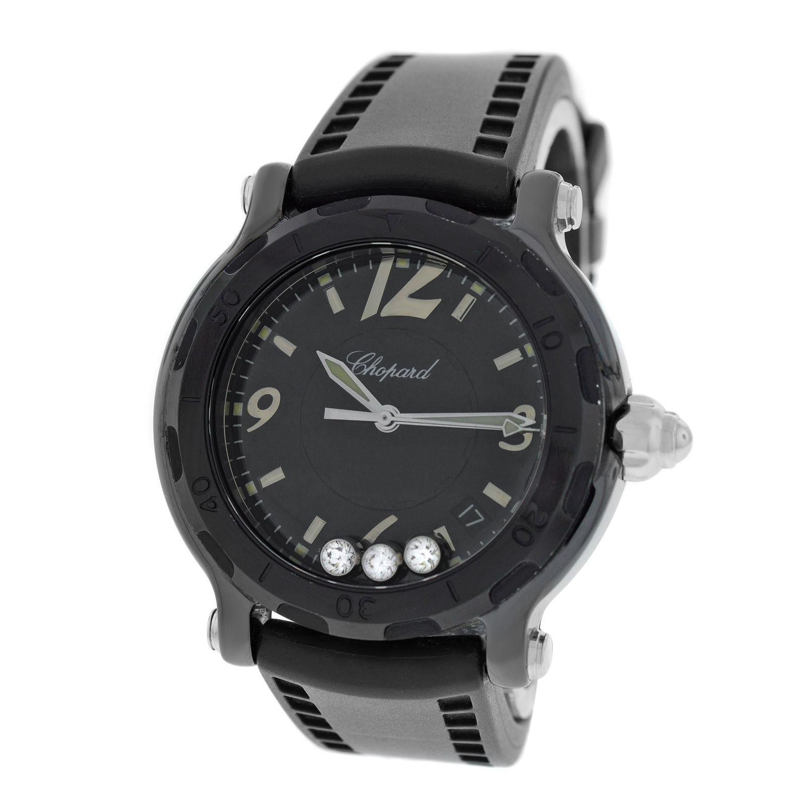 Ladies Chopard Happy Sport 28/8507 Ceramic Limited Edition Diamond Quartz Watch For Sale