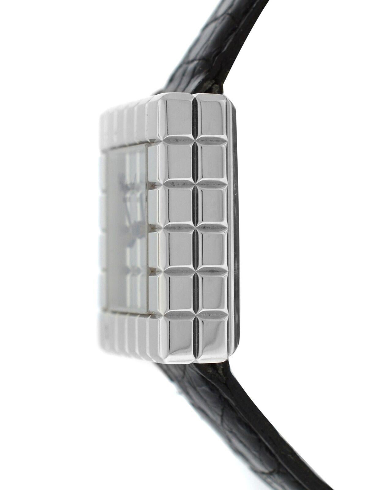 Ladies Chopard Ice Cube by De Grisogono Quartz 18 Karat White Gold Watch In Excellent Condition For Sale In New York, NY