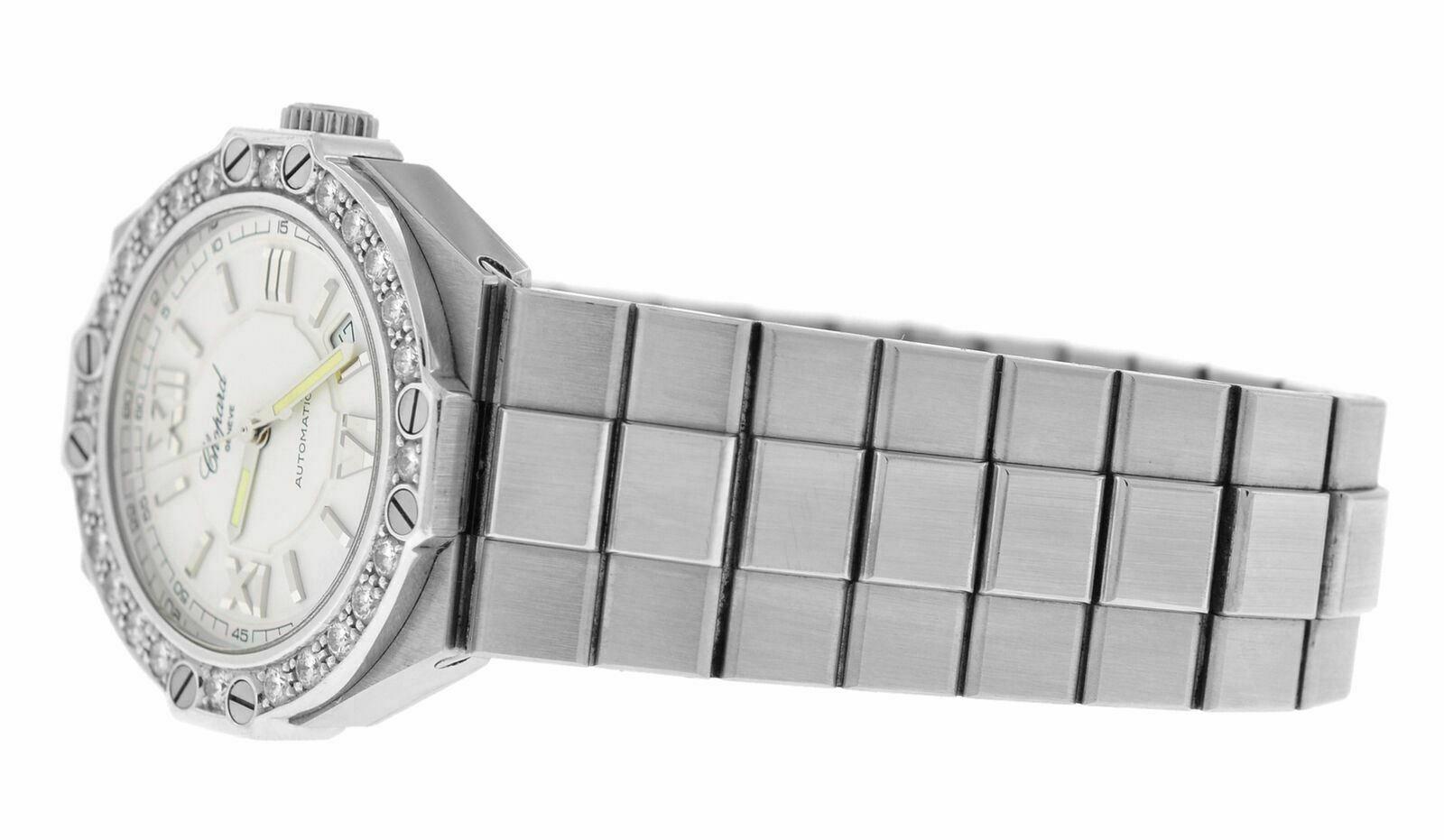 Ladies Chopard St. Moritz 25/8342-11 Diamonds Steel Date Automatic Watch For Sale 1