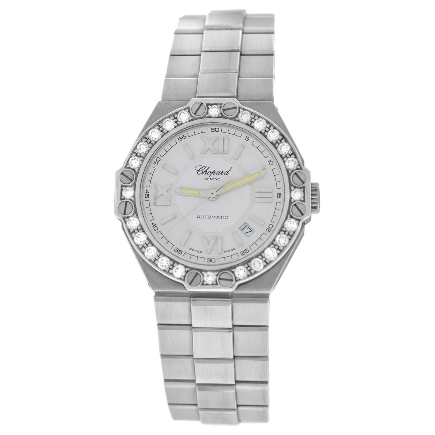 Ladies Chopard St. Moritz 25/8342-11 Diamonds Steel Date Automatic Watch