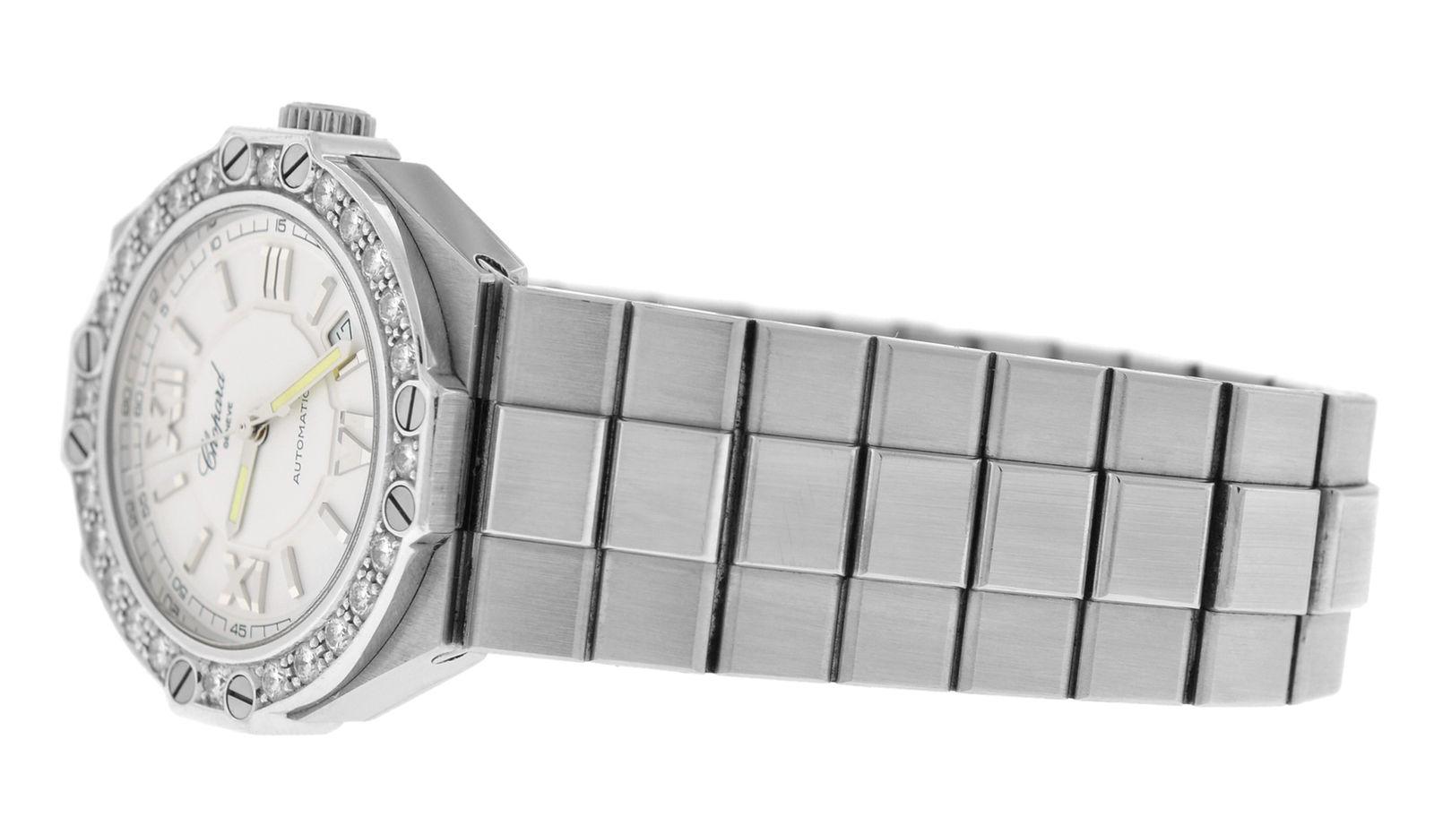 Ladies Chopard St. Moritz Diamonds Steel Date Automatic Watch For Sale 2