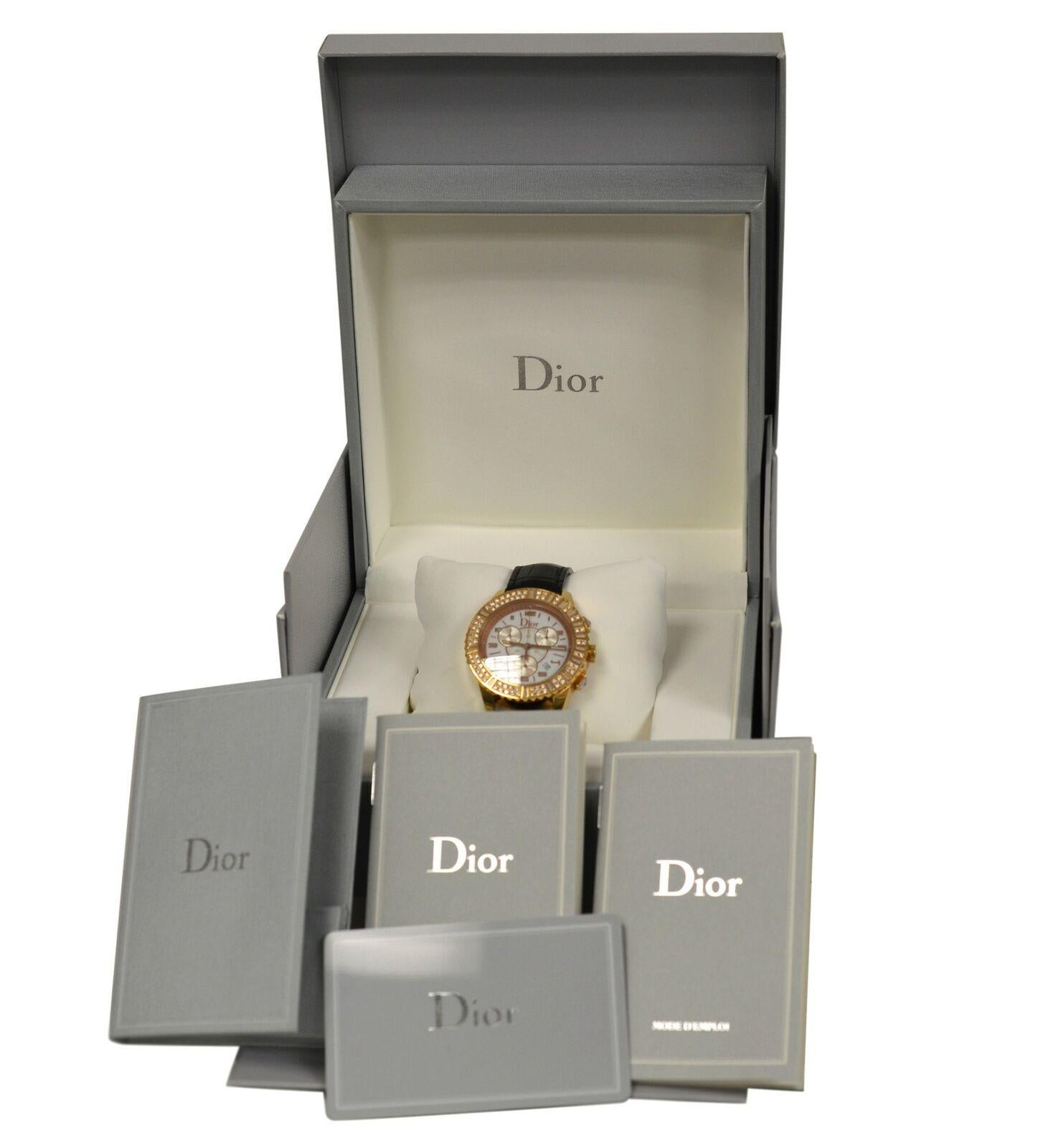 Ladies Christian Dior Christal CD114370 18 Karat Solid Gold Diamond Watch For Sale 3