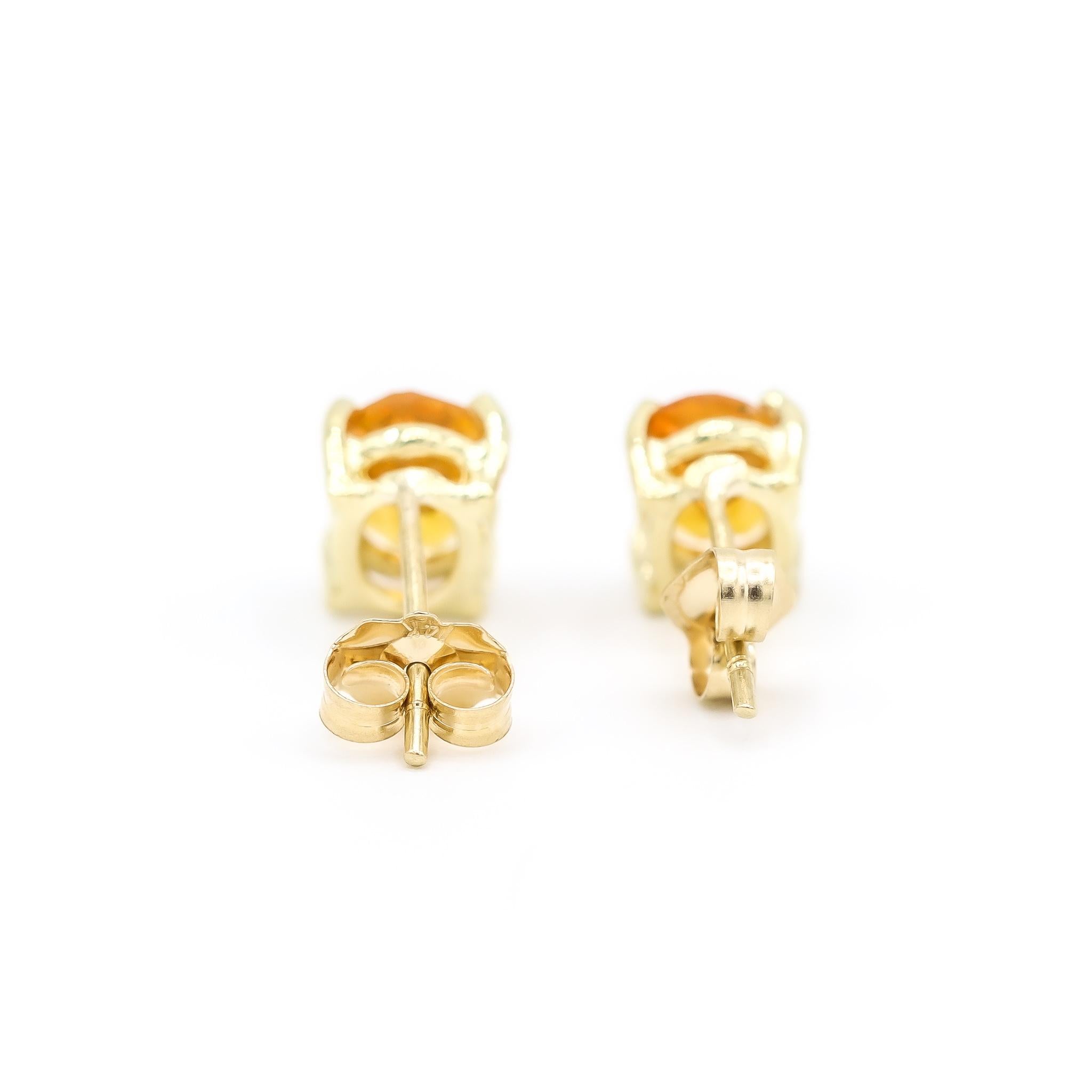 Women's Ladies Cocktail Citrines 14K Yellow Gold Stud Earrings For Sale