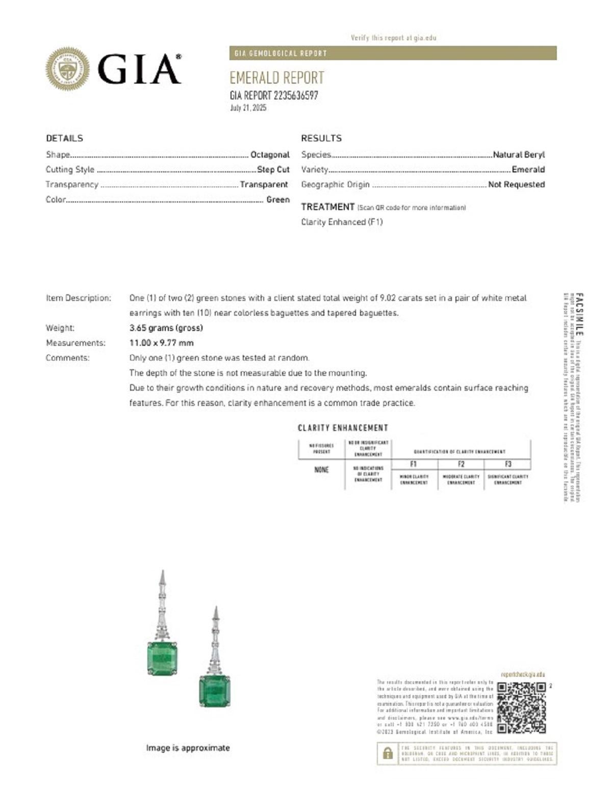 Orecchini pendenti da donna con smeraldo e diamanti In condizioni Nuovo in vendita a LA, CA