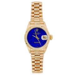 Ladies 18 Karat DateJust "President" with Original Lapis Dial 1995