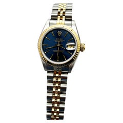 Damen Datejust 69173 Fabrik Blaues Zifferblatt 18K Gelbgold & Stahl